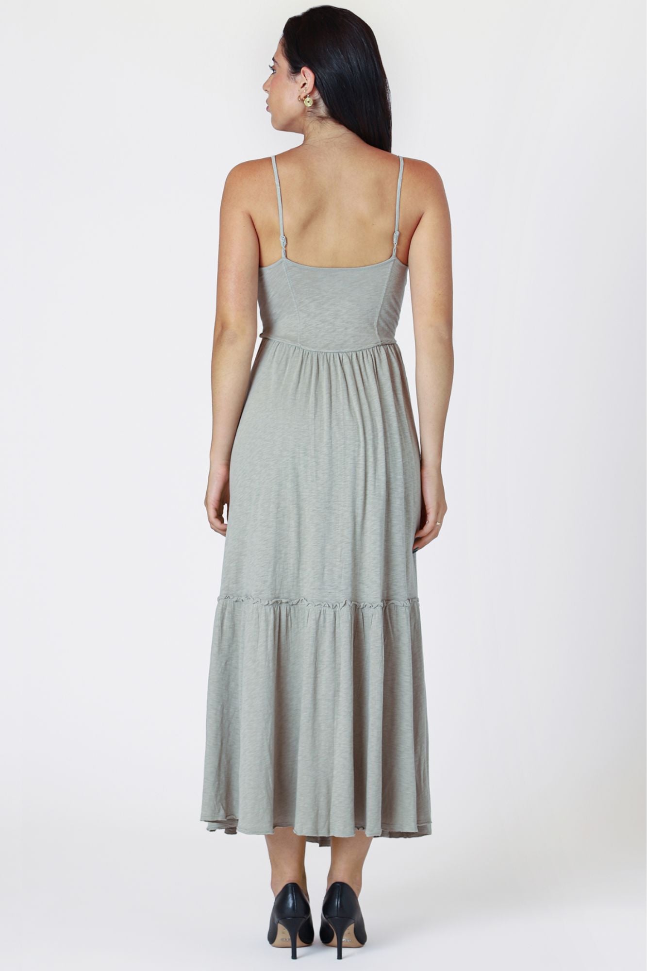 Raw Edged Tiered Maxi Dress