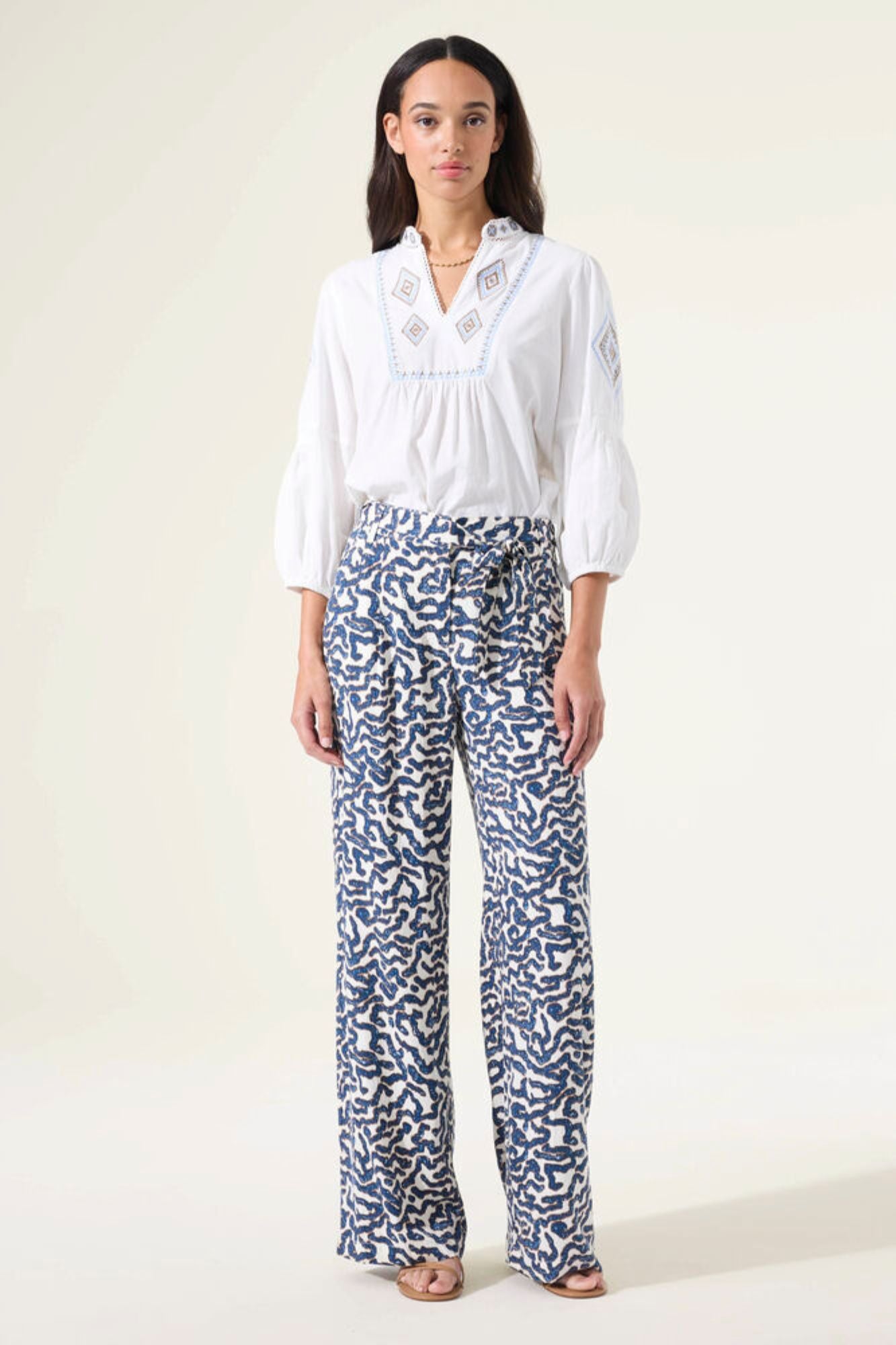 Embroidered Linen Top