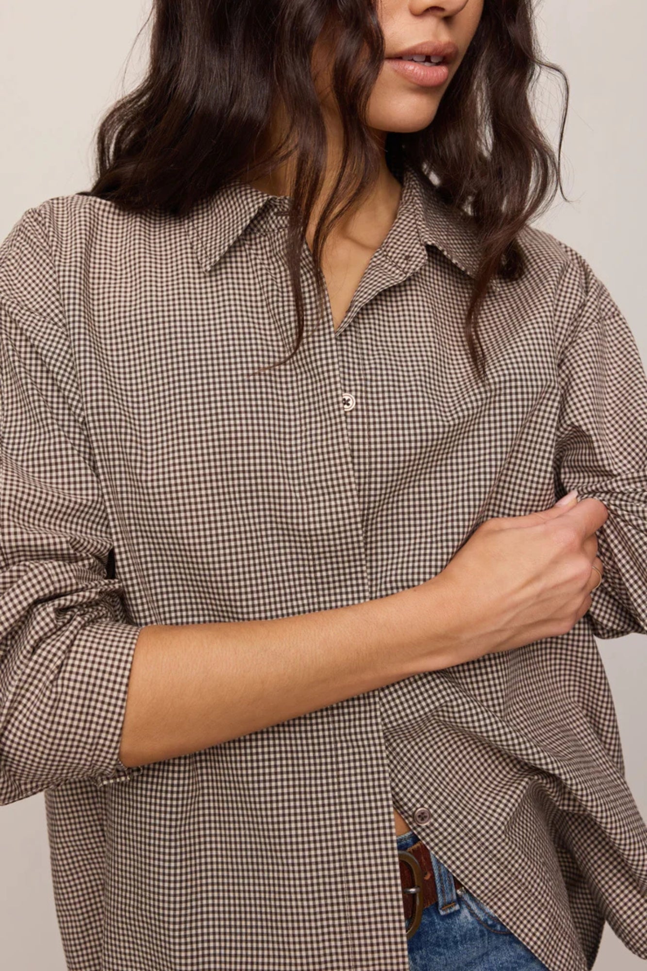 On Duty Gingham Button up Top