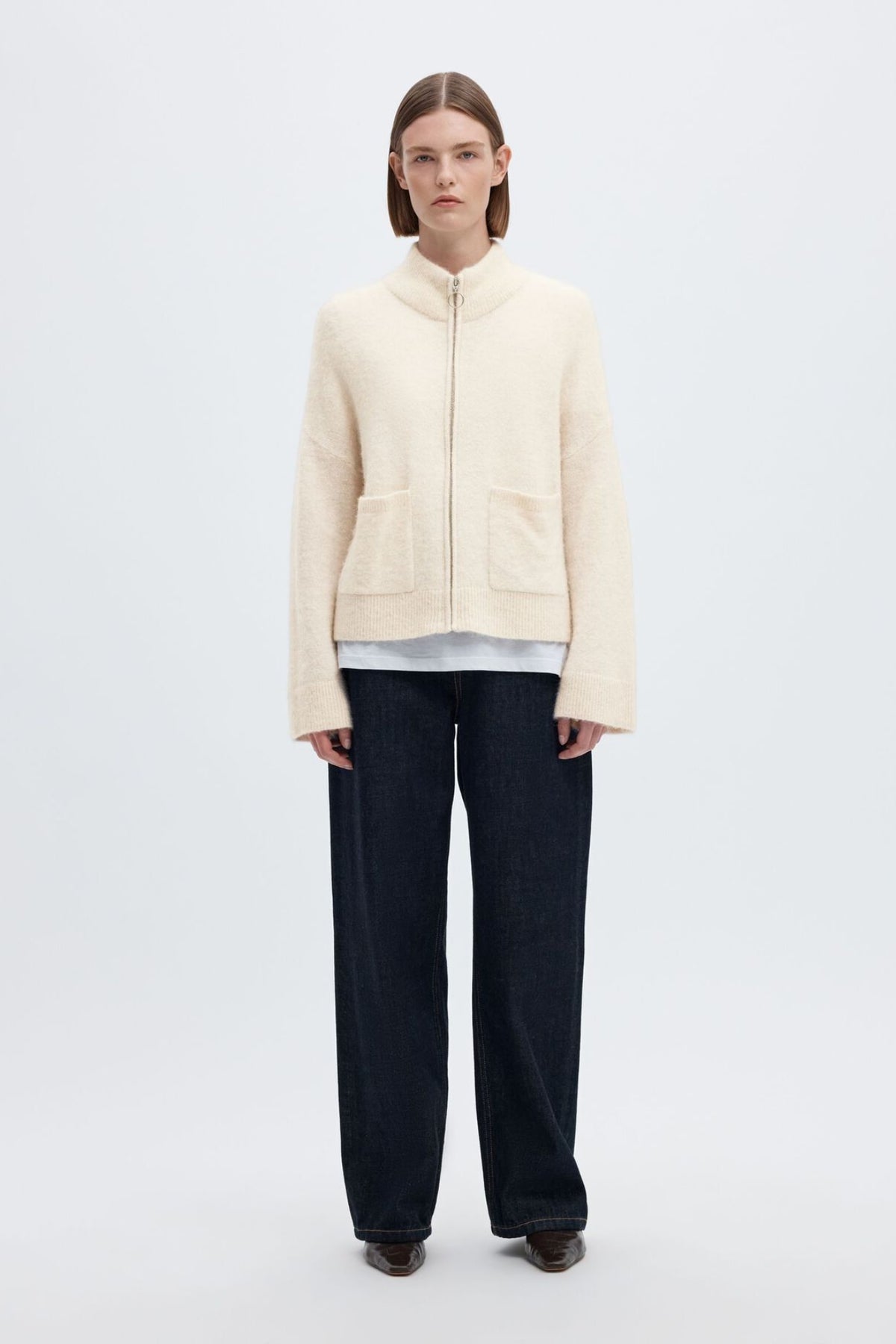 Sia Ras Knit Zipper Cardigan