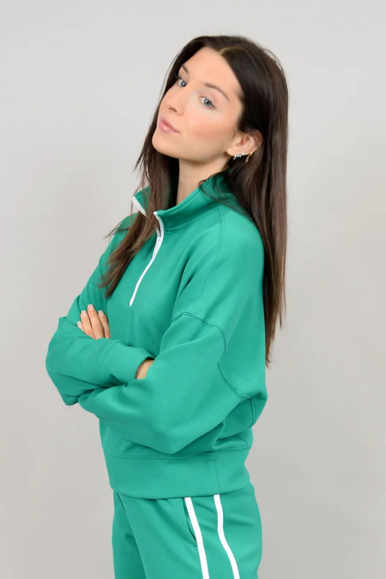 Mailyn 1/2 Zip Mock Neck Top