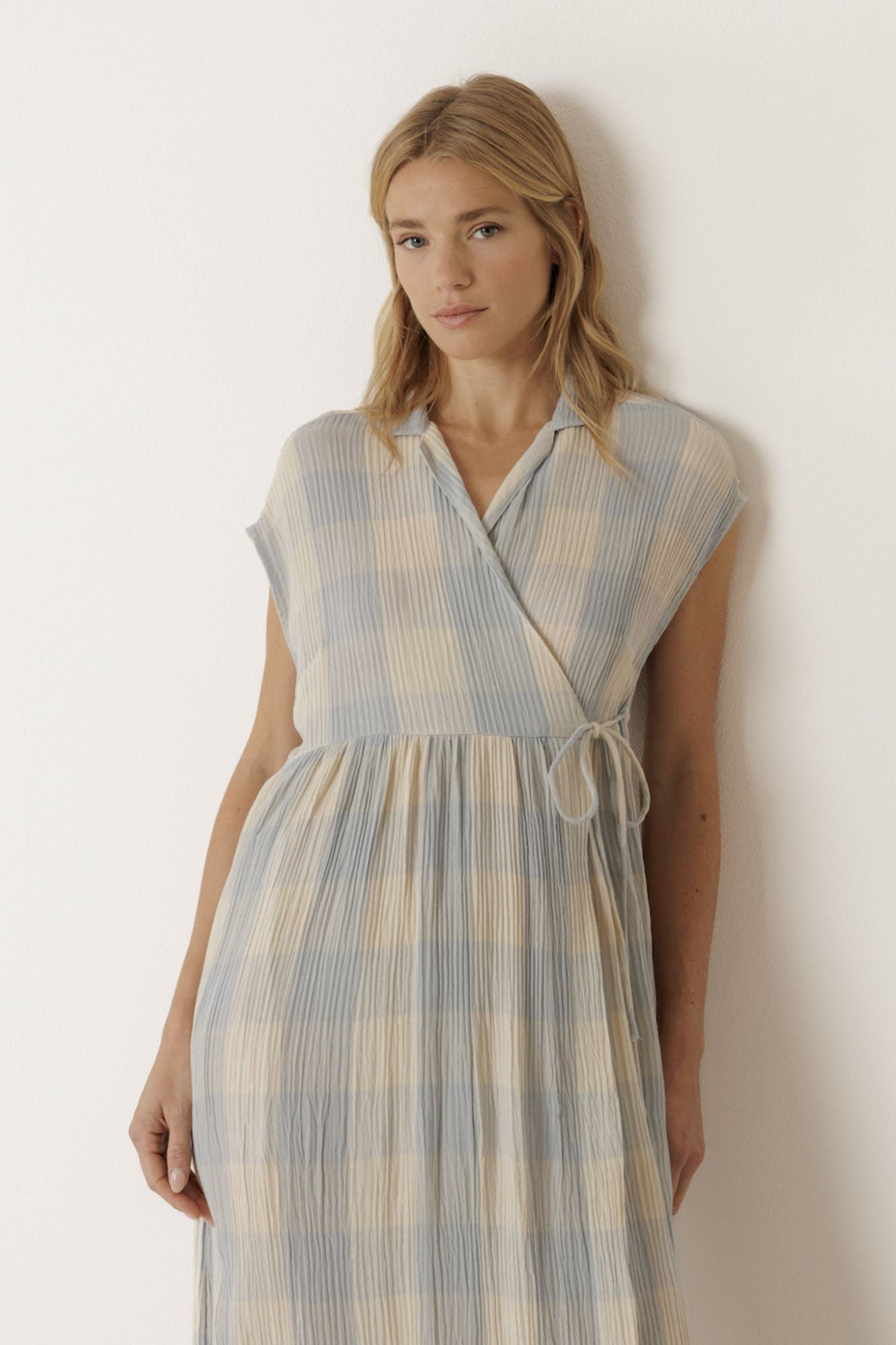 Crossover Gingham Dress