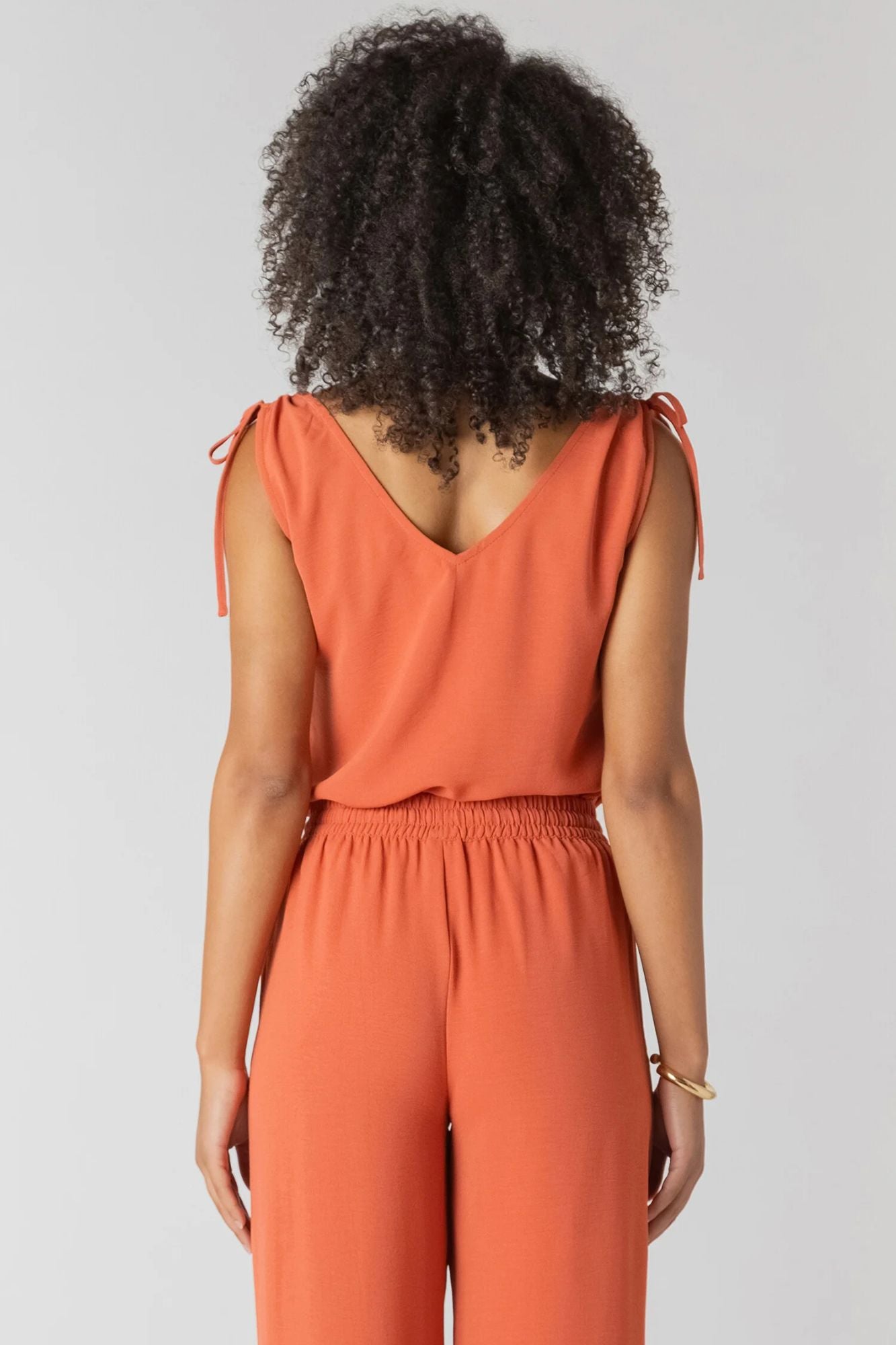 V-Neck Tie Shoulder Top
