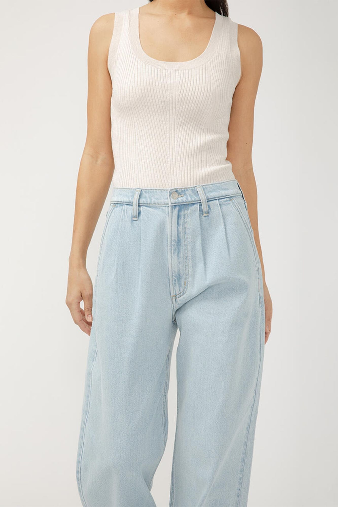 Pleated Denim Trouser