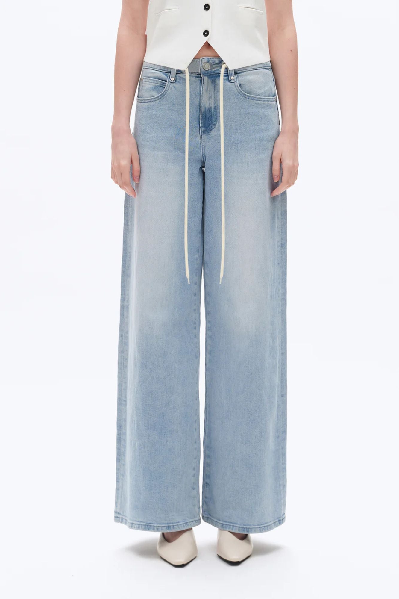 High Rise Drawstring Baggy Jeans