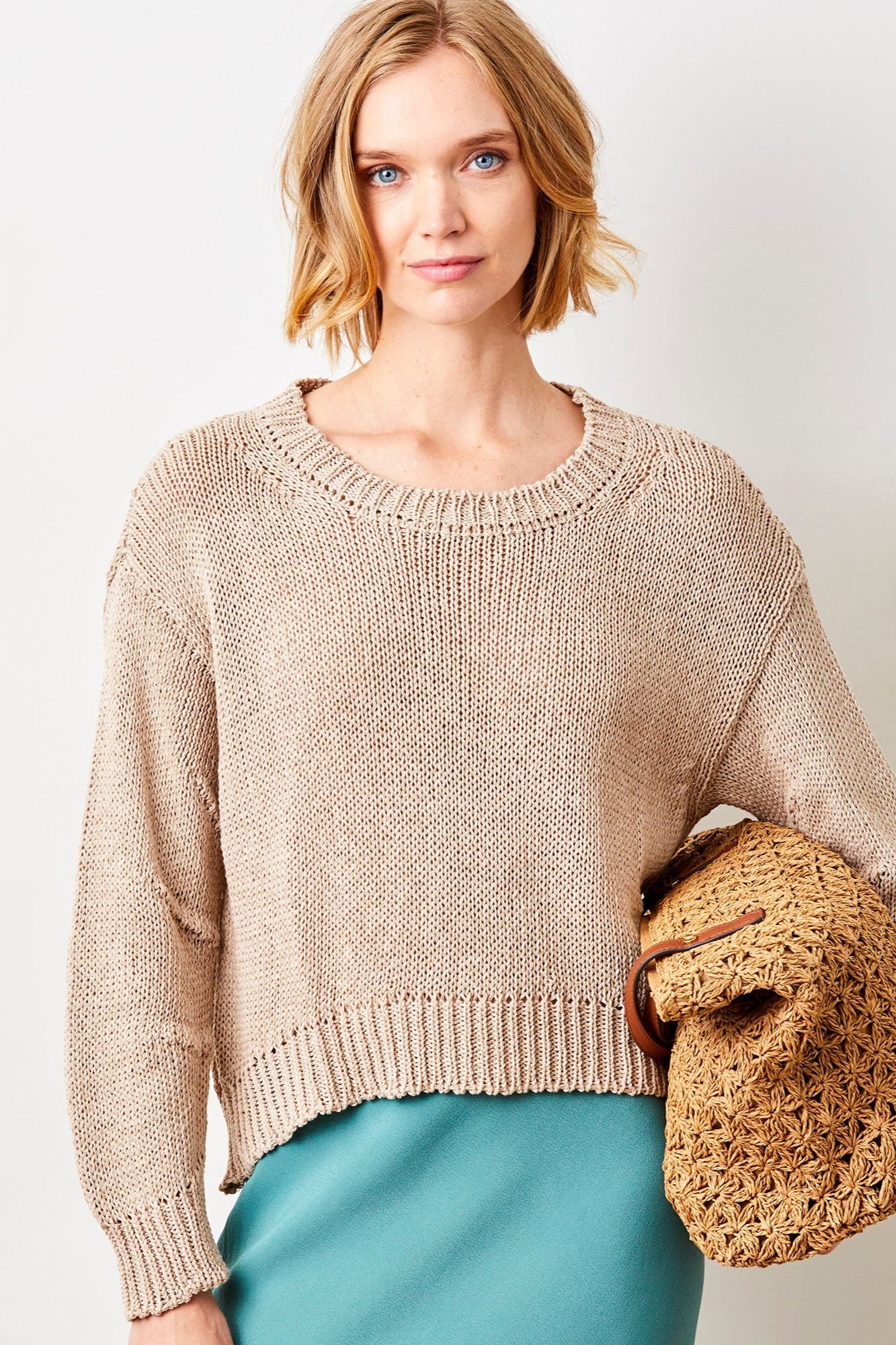Wolfie Curved Hem Cotton Sweater