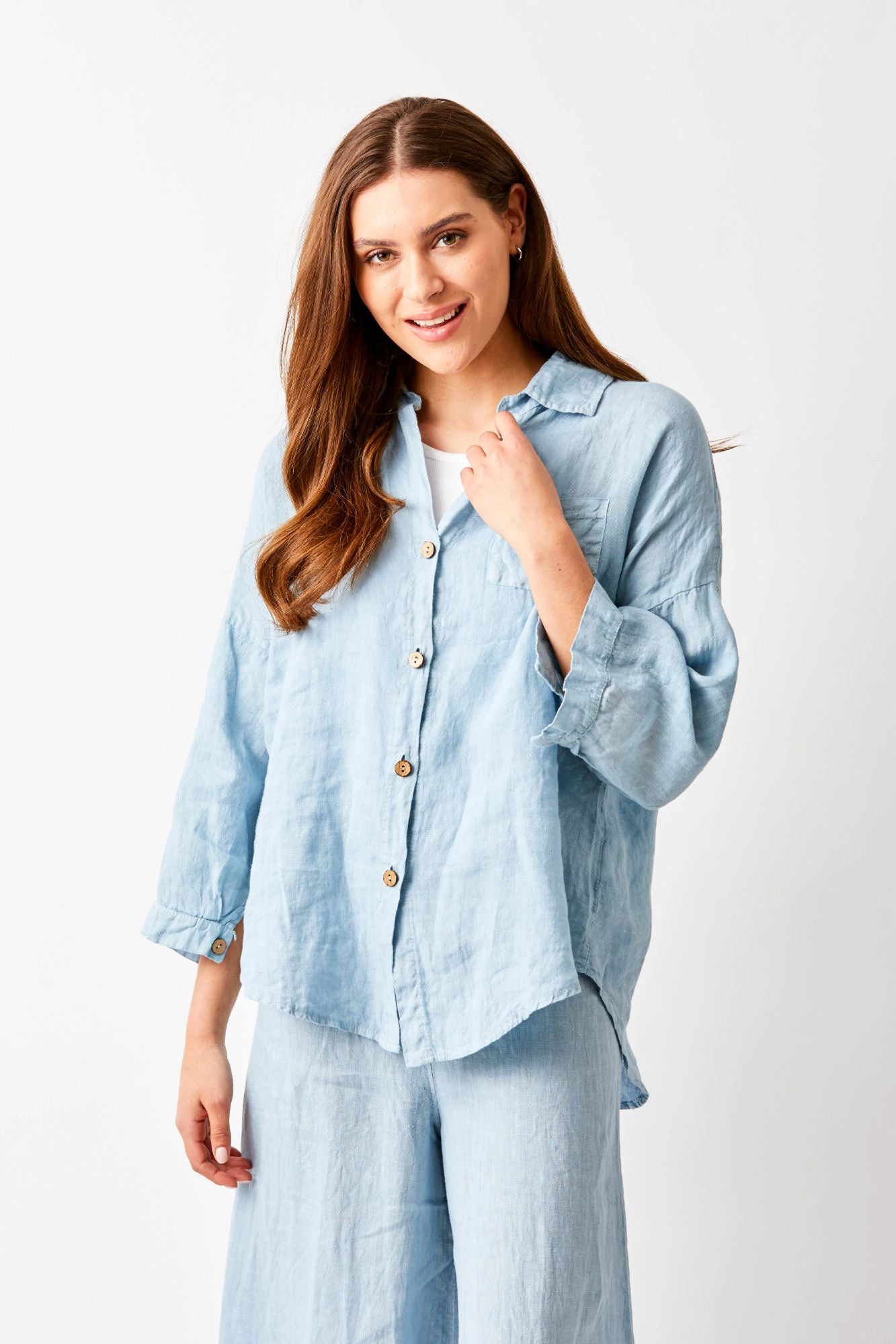 Sapphira Linen Side Split Shirt