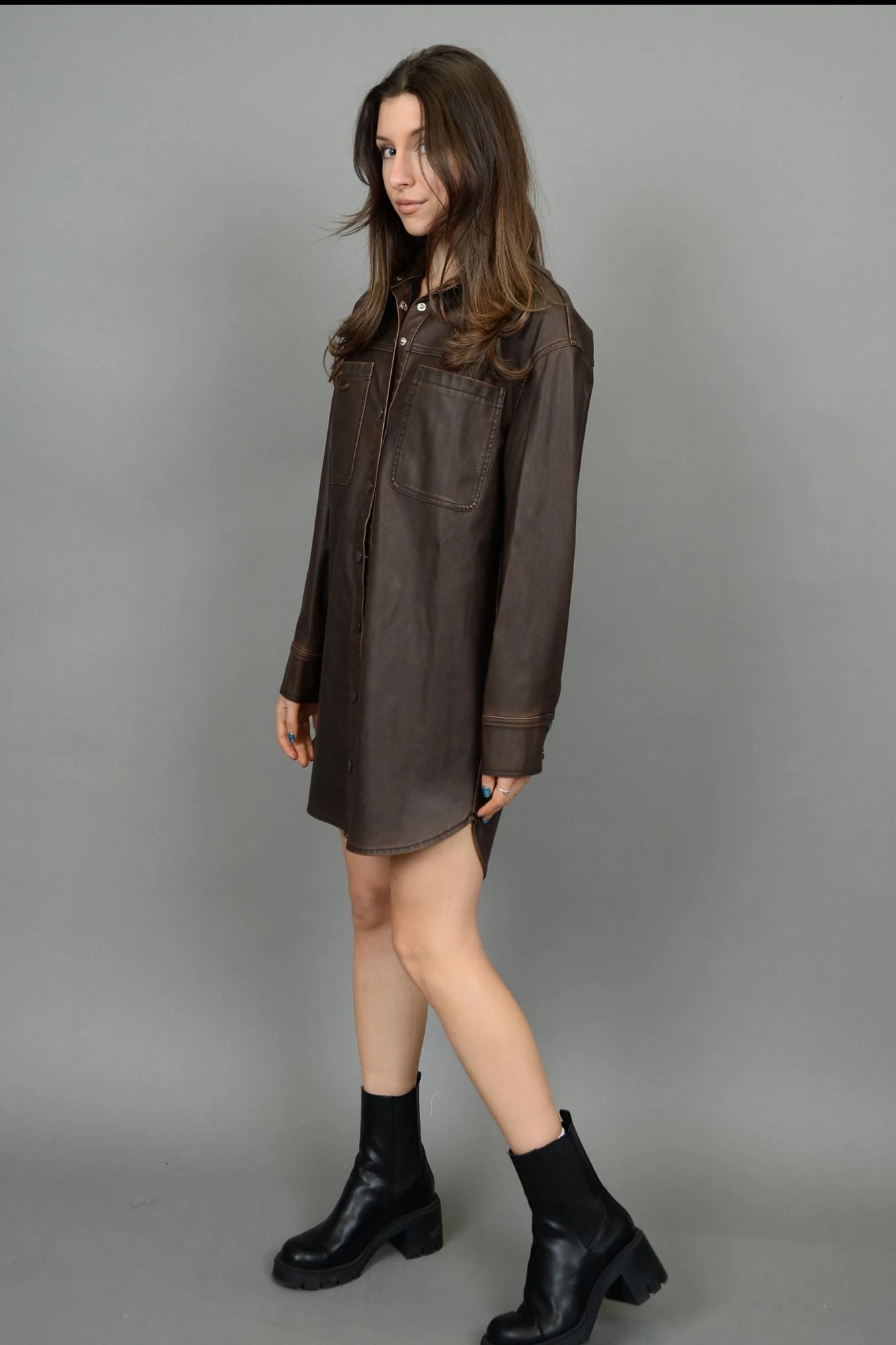 Aliska Faux Leather Dress