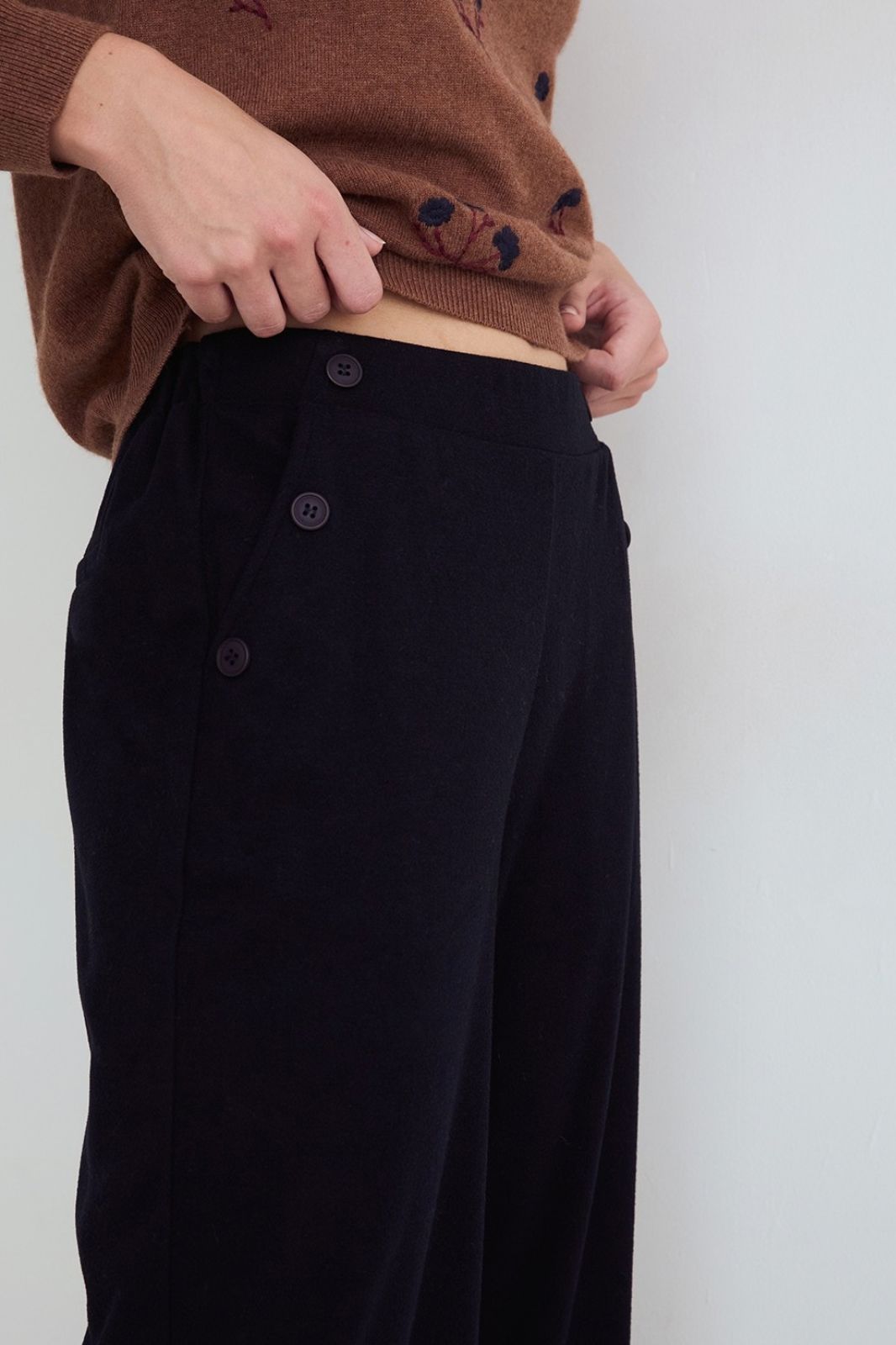 Wide Leg Trousers With Buttons