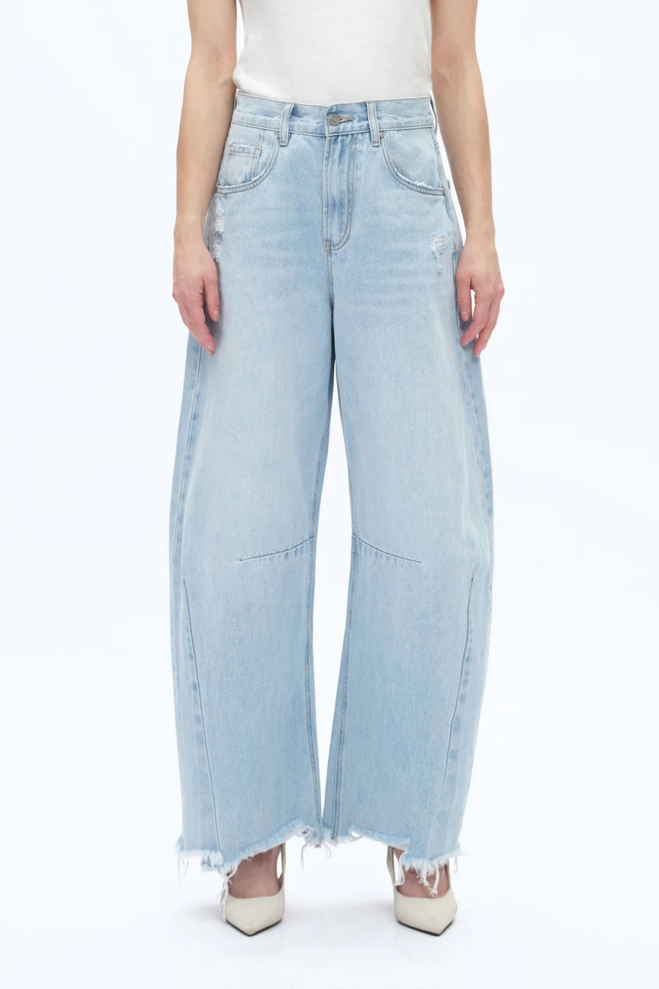 High Rise Drop Crotch Barrel Jeans