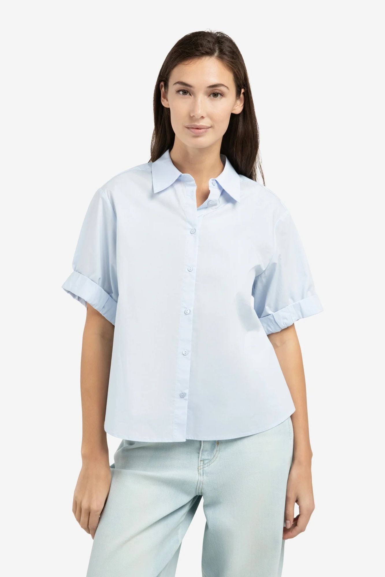 Short Roll Up Sleeve Blouse