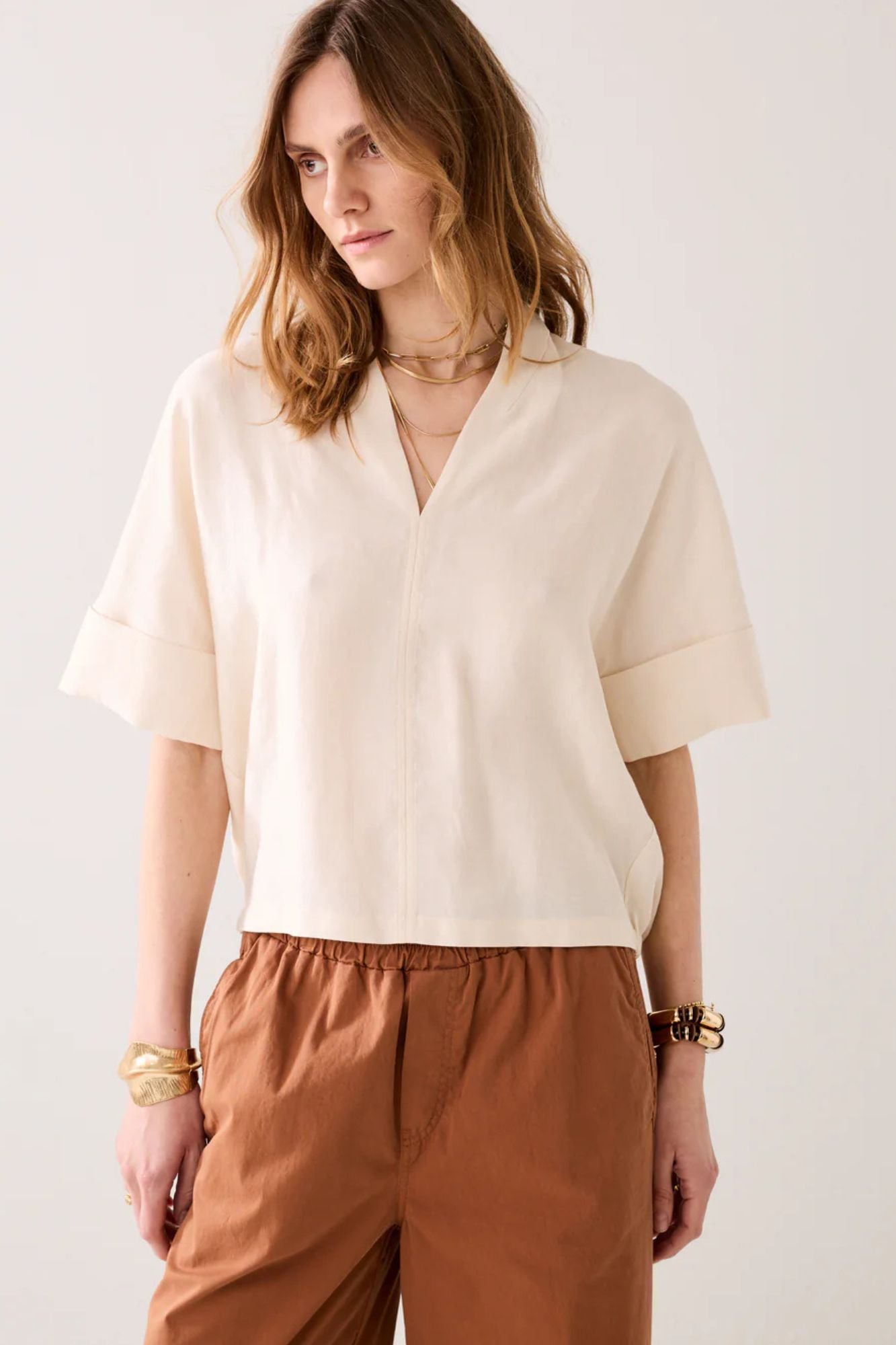V-Neck Top Linen