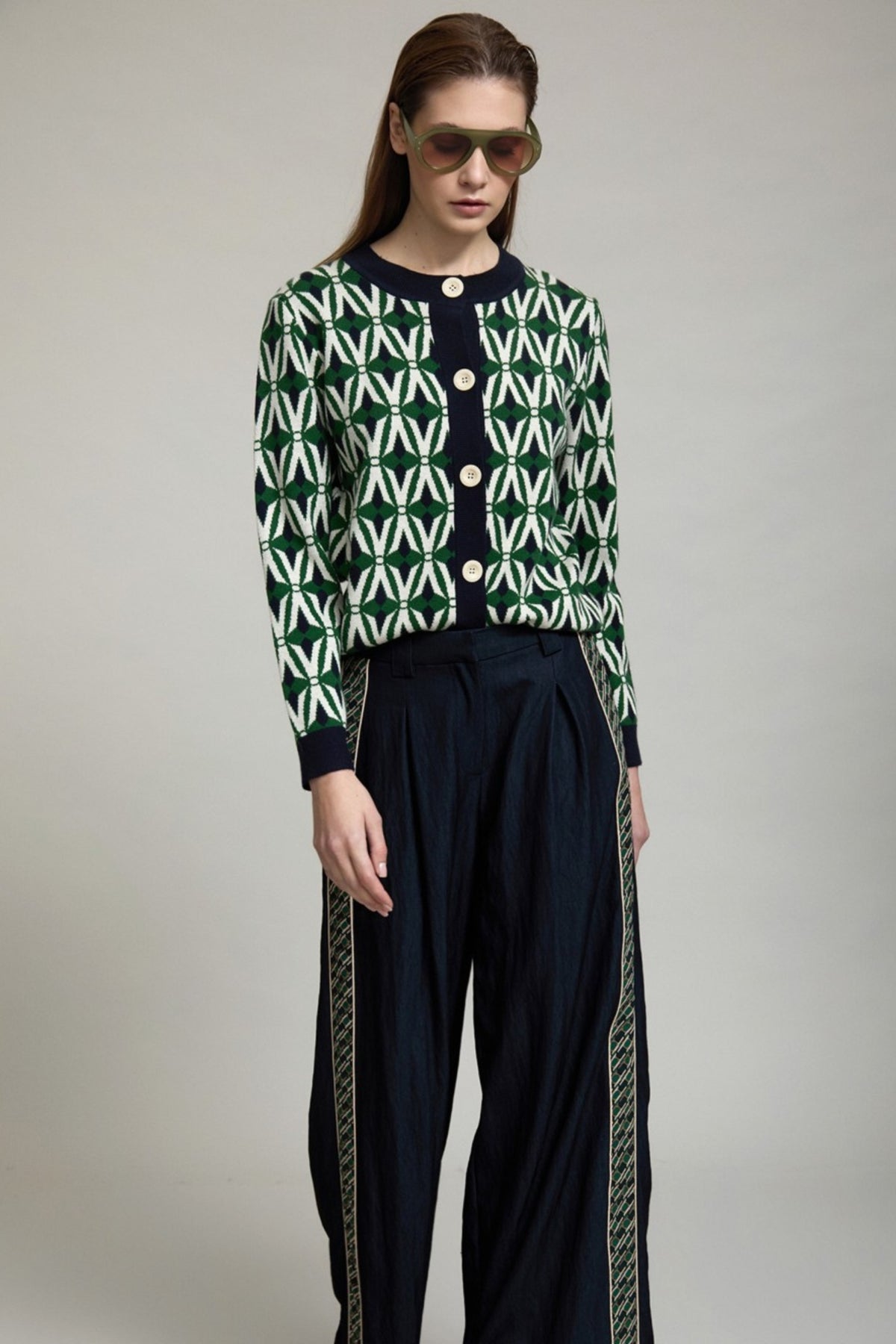 Geometric Jacquard Cardigan