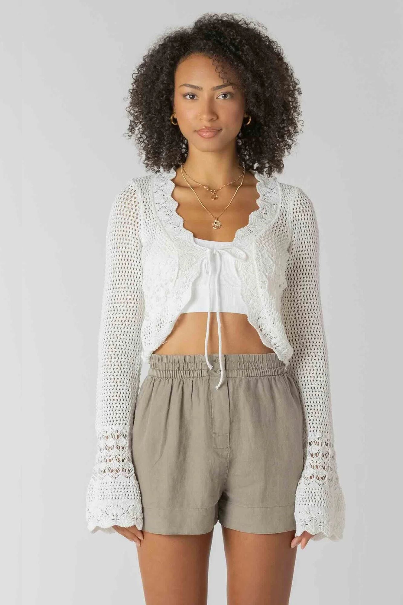 Tie Front Crochet Cardigan