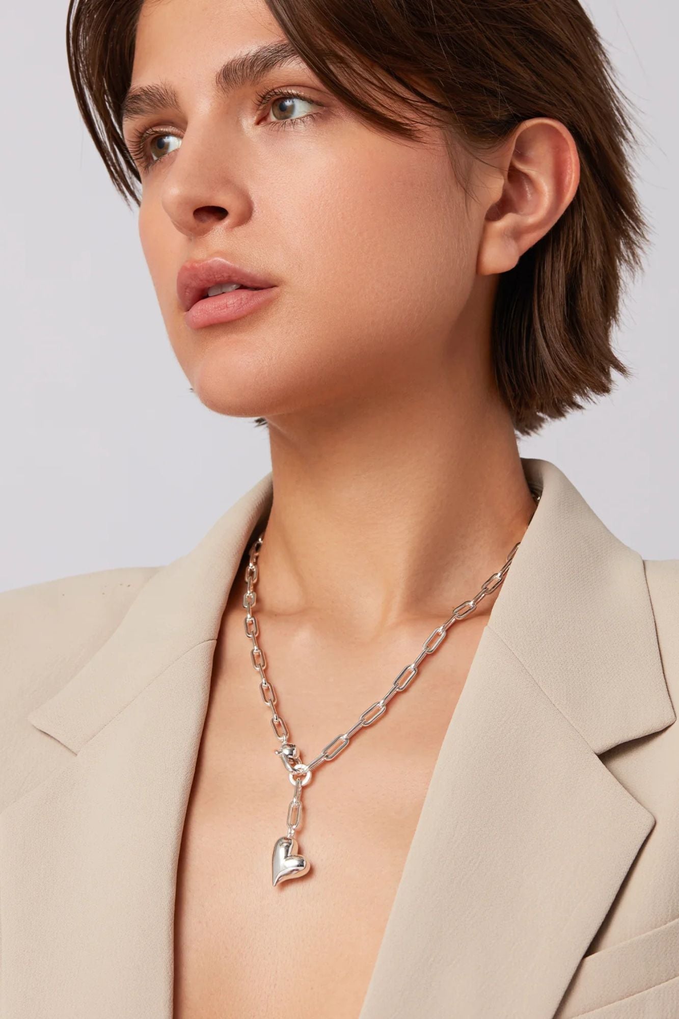 Puffy Heart Necklace | Silver