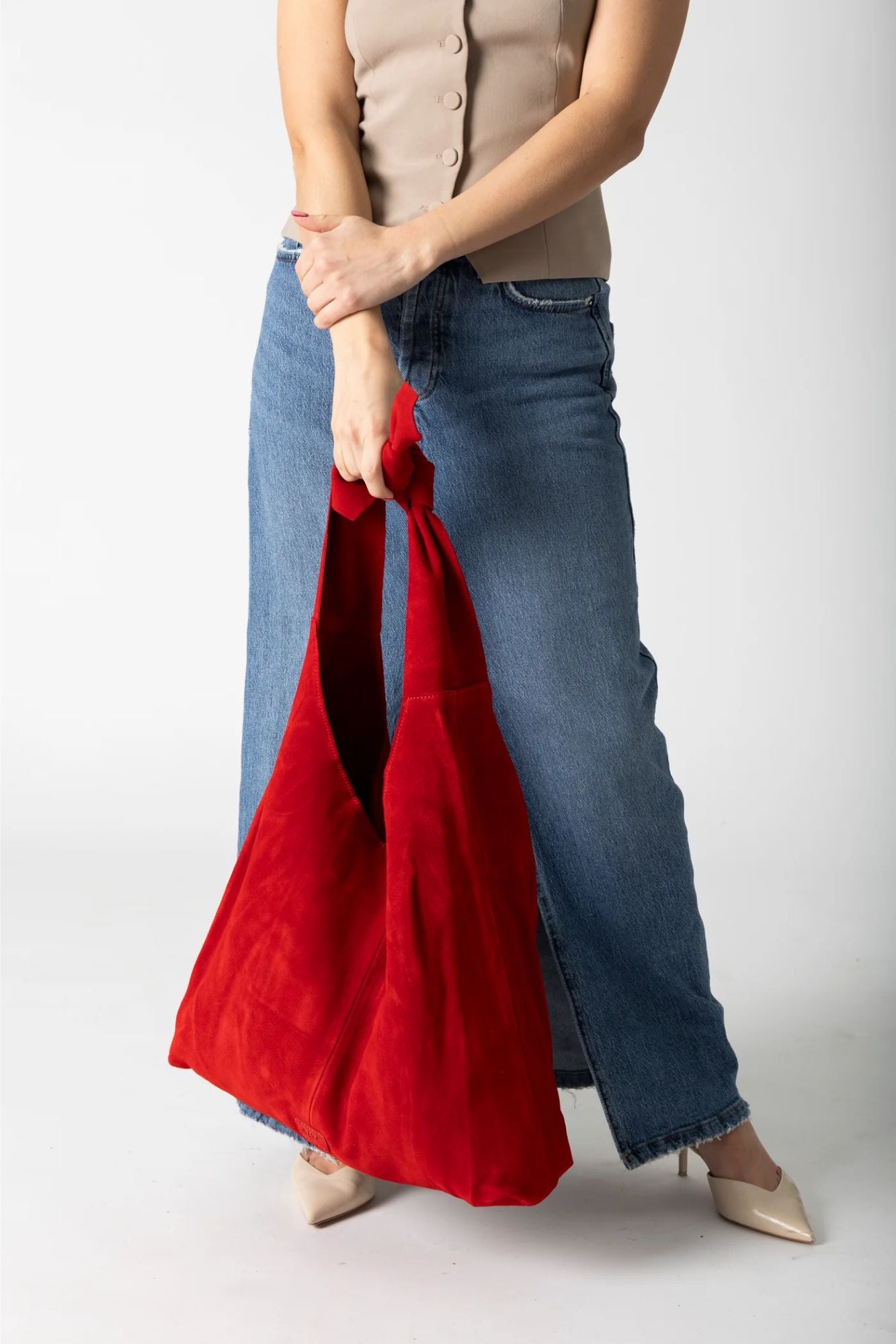 Knot Suede Shoulder Bag