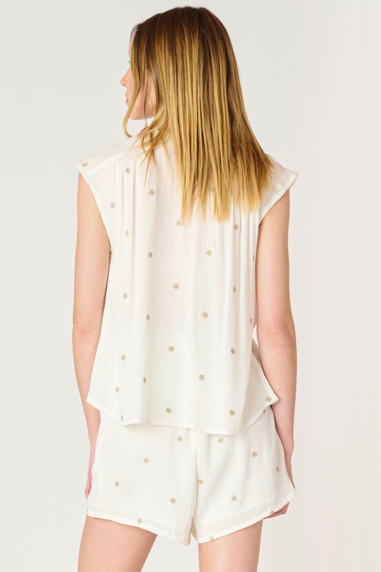 Short Sleeve Embroidered Blouse