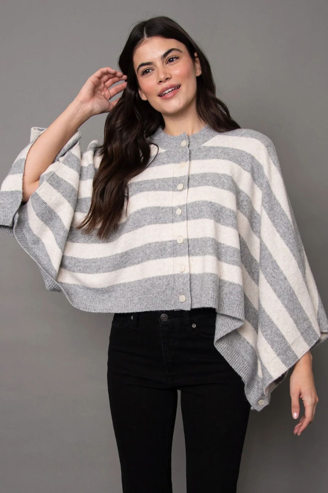 Costanza Button Front Poncho