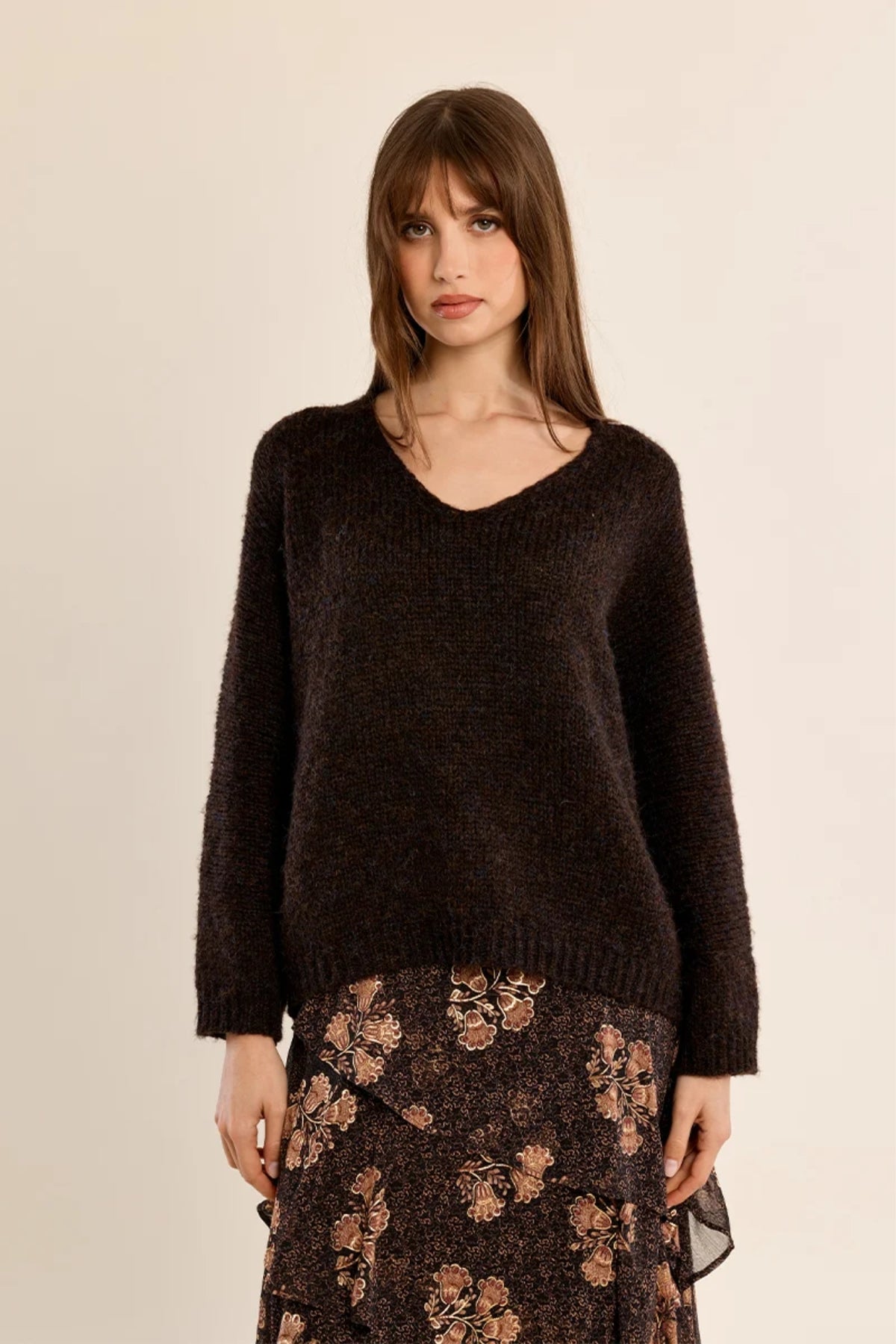 V Neck Knitted Sweater