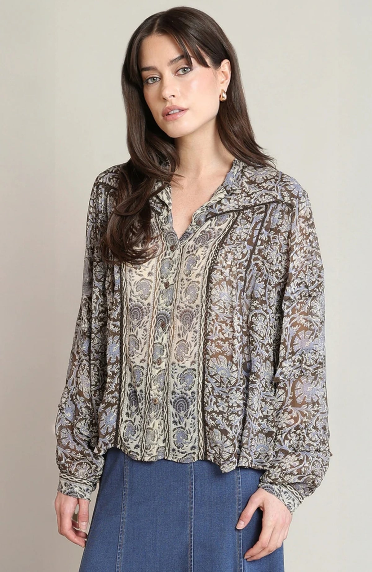 Orchid Print Blouse