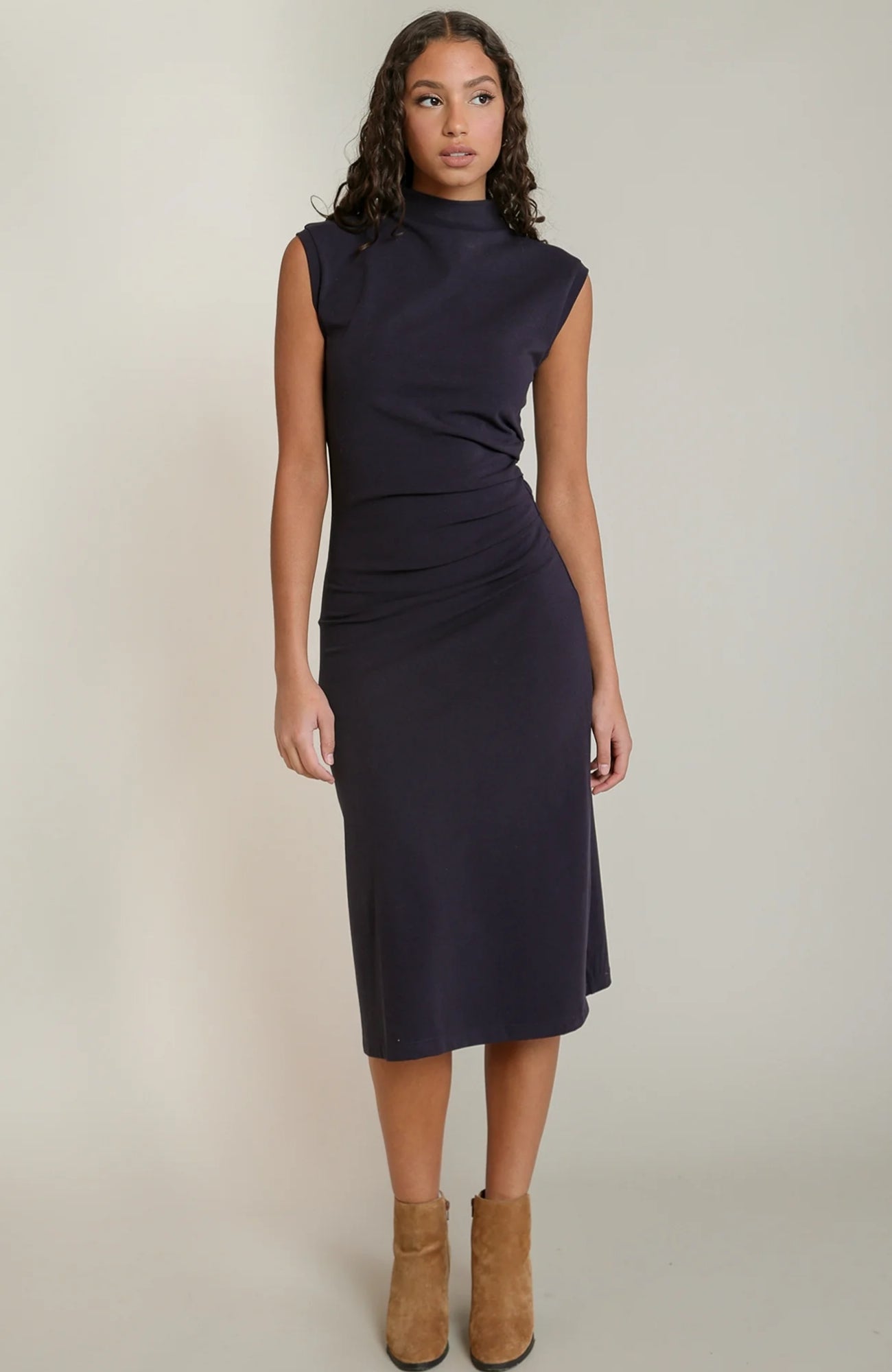 Mock Neck Midi Dress