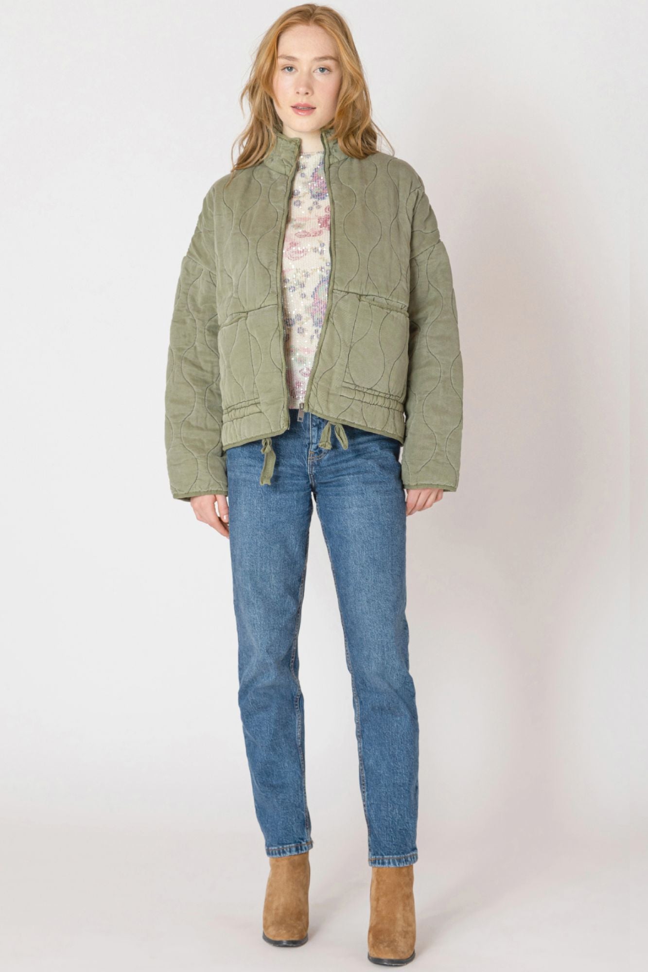 Drawstring Quilted Jacket