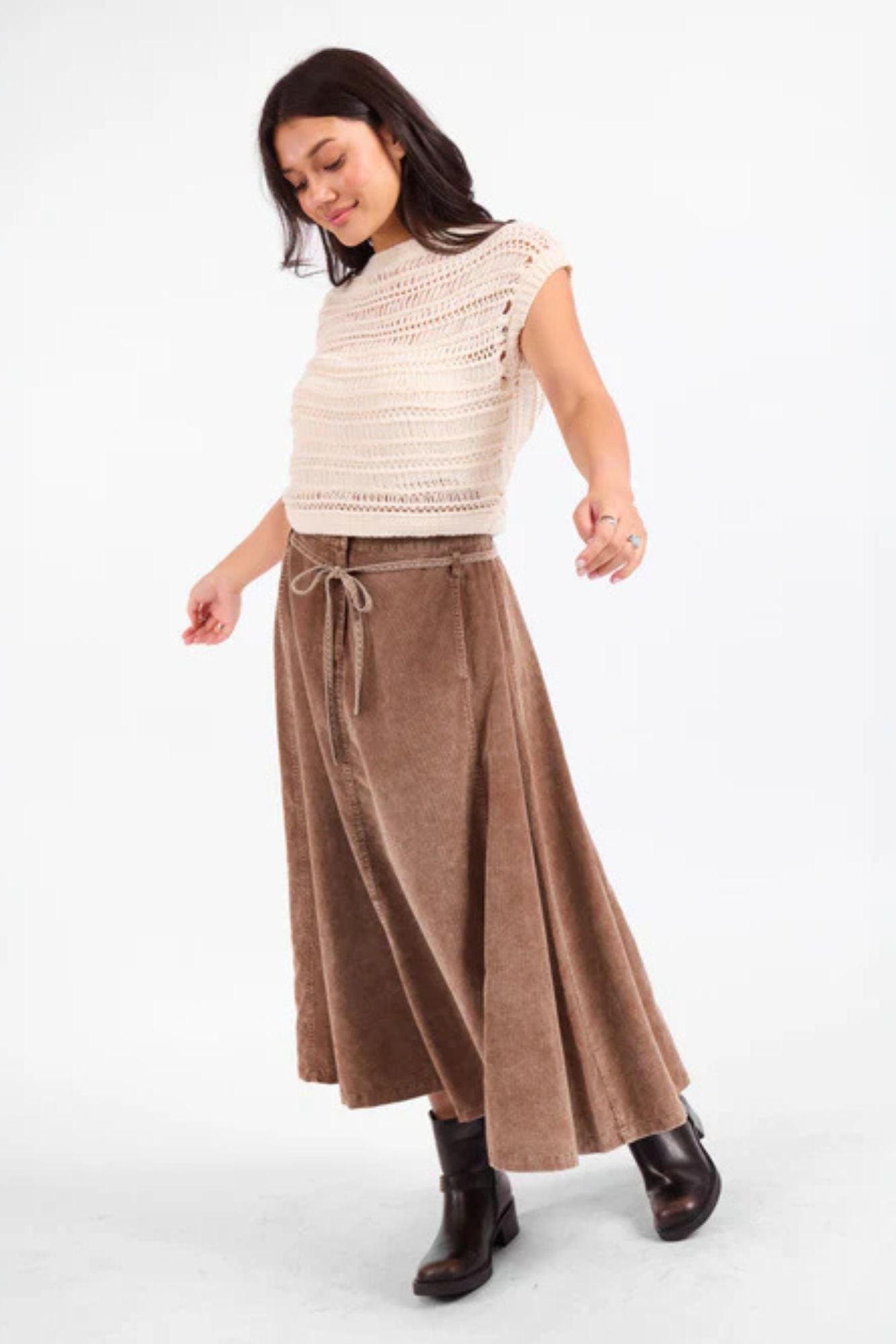 Get Like This Belted Midi Skirt