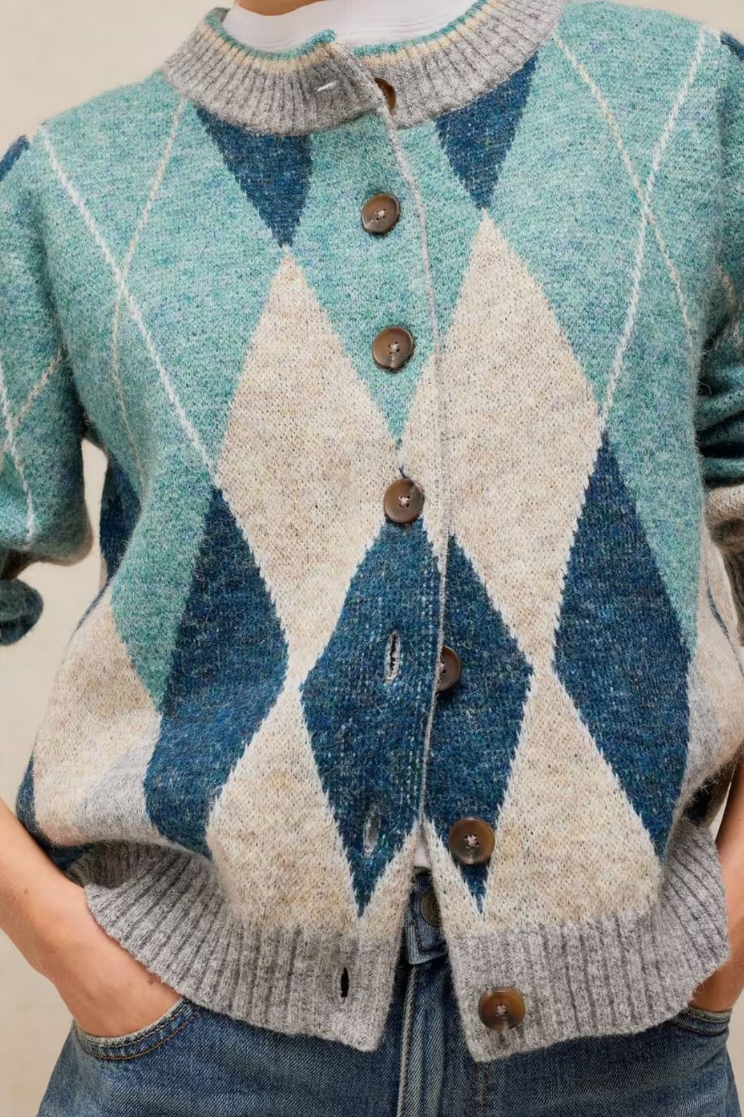 Argyle Check Cardi