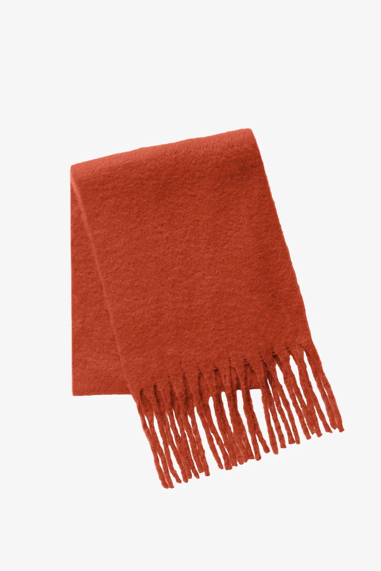 Bev Faux Mohair Solid Scarf With Fringed Edge