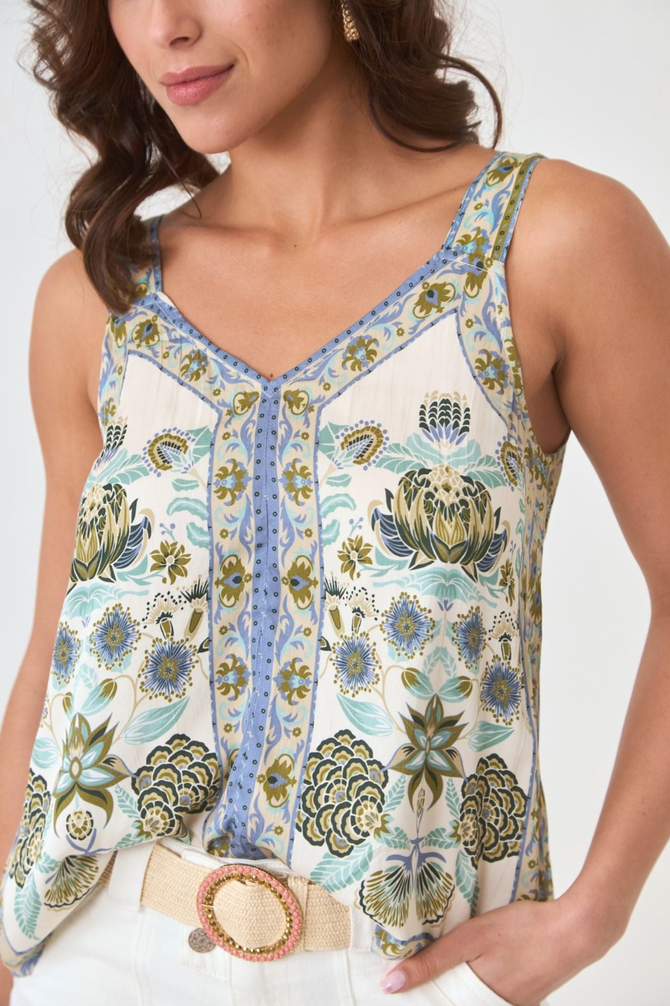 Strapless Top With Positional Print