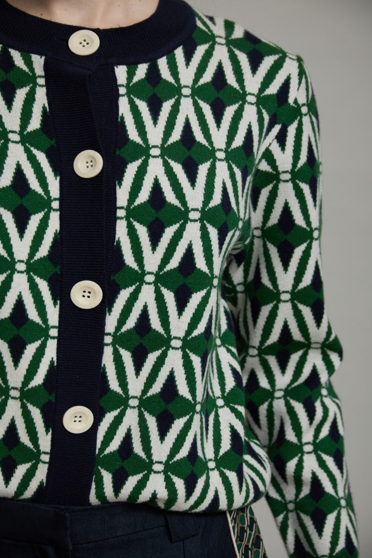 Geometric Jacquard Cardigan