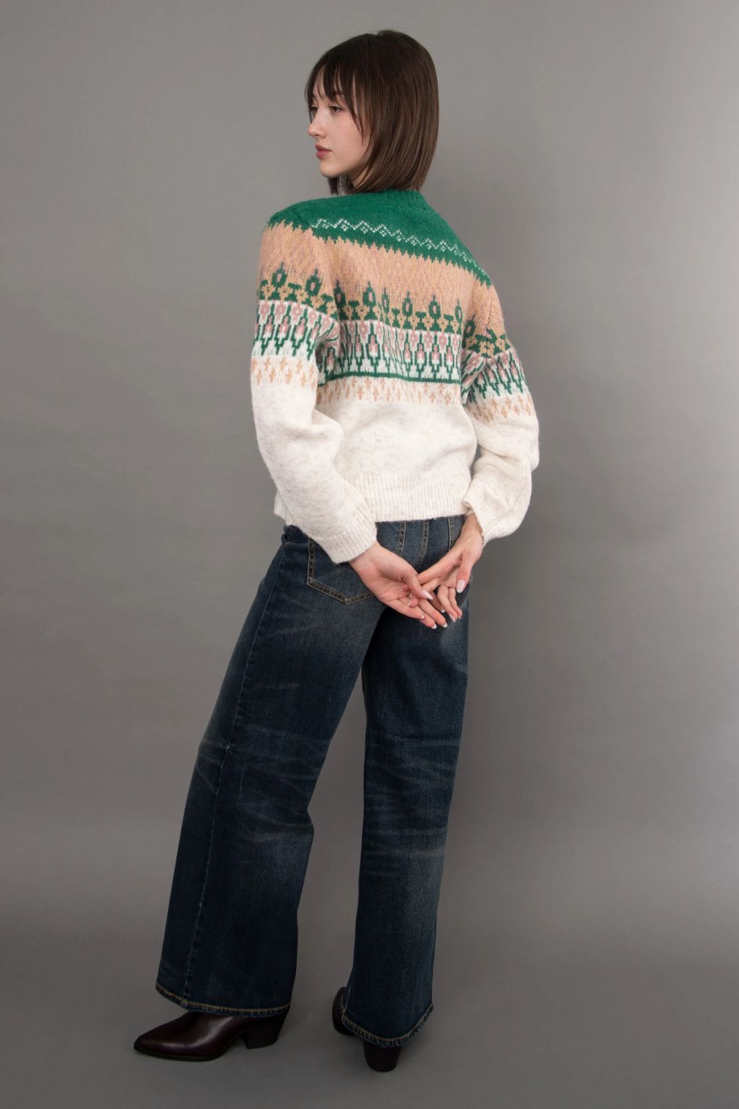 V-Neck Jacquard Cardigan