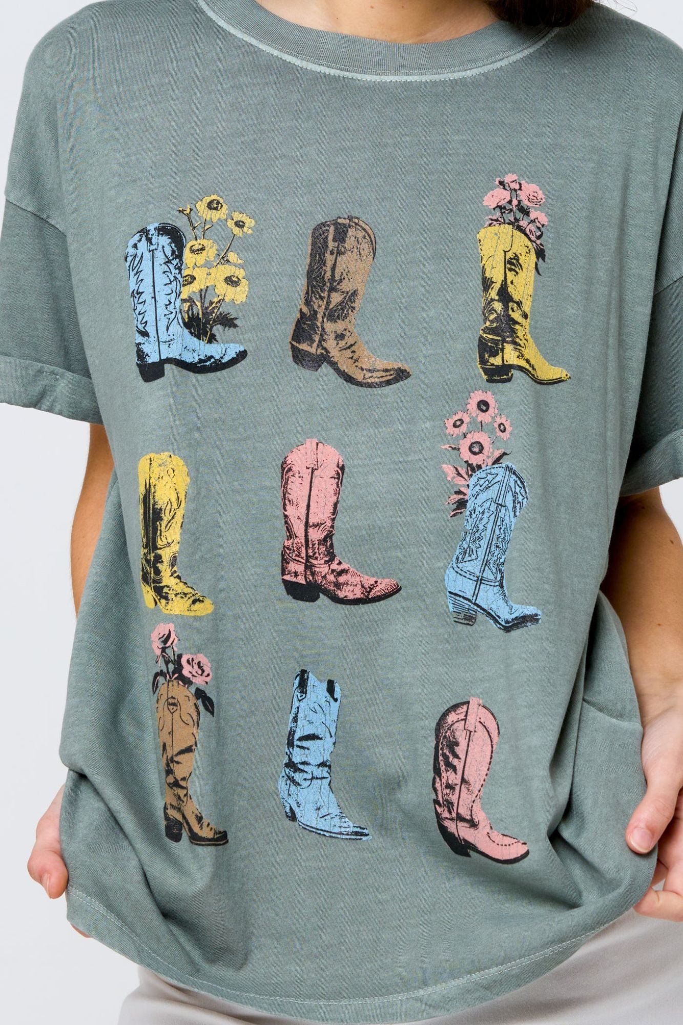 Cowboy Boots & Flowers Boyfriend Tee