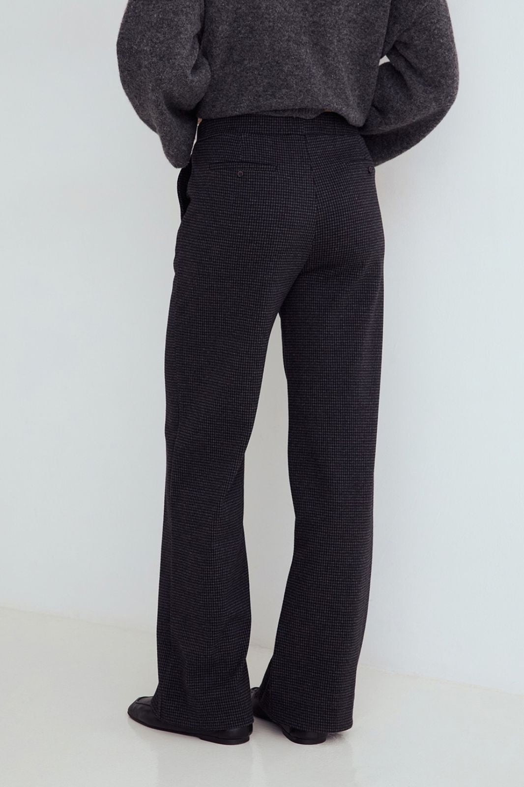 Wide Leg Check Trousers