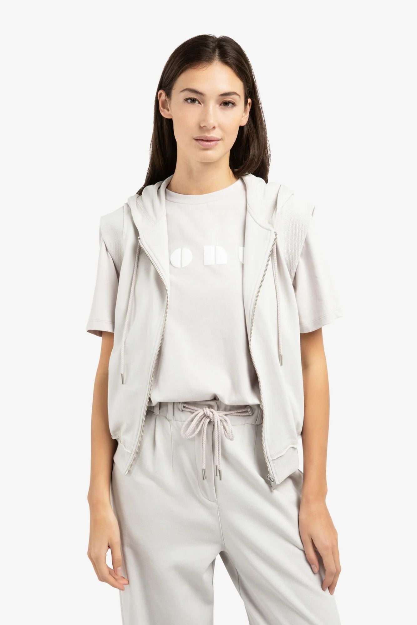 Sleeveless Hoodie with Cords