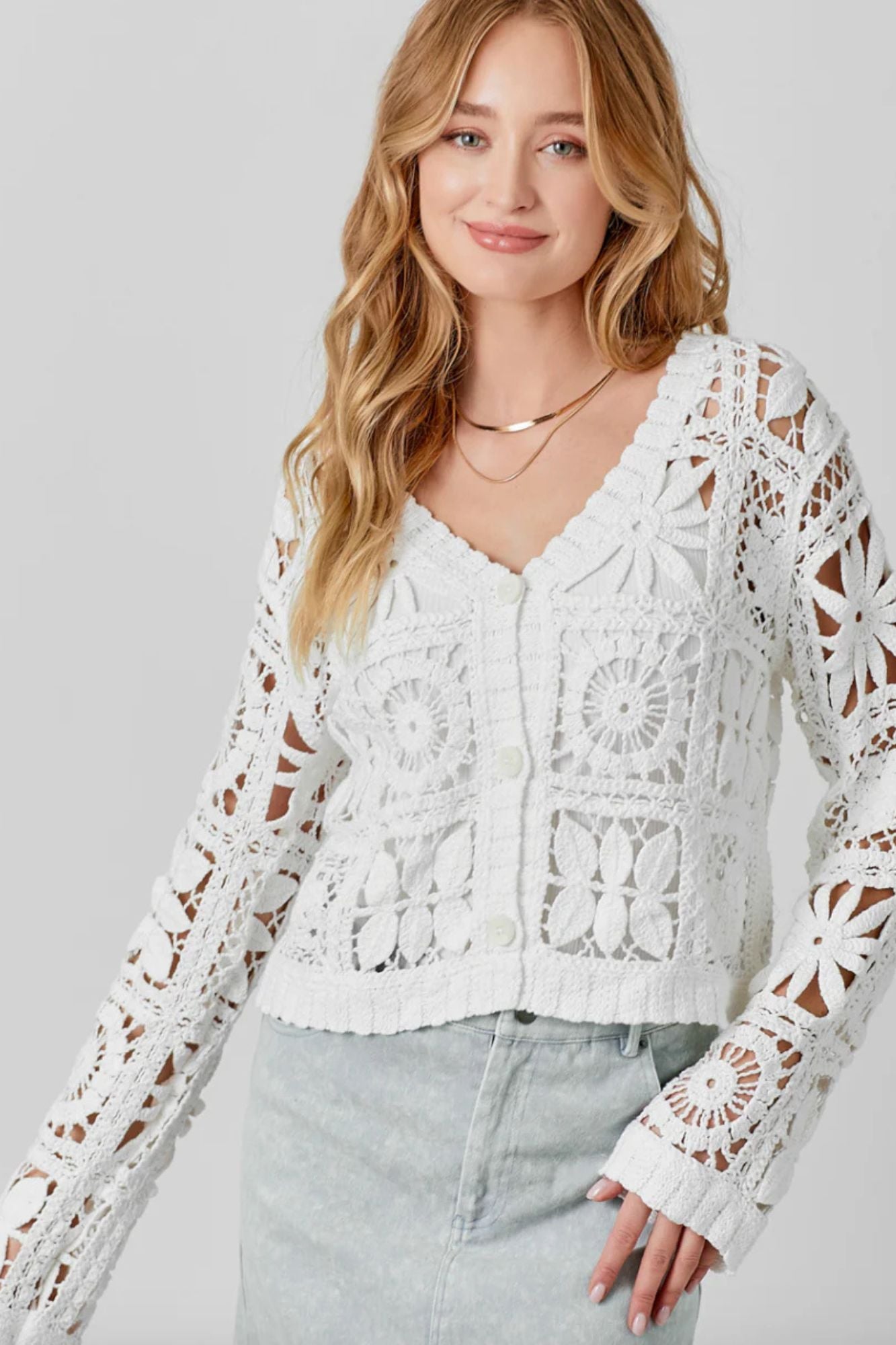 Crochet Button Up Cardigan