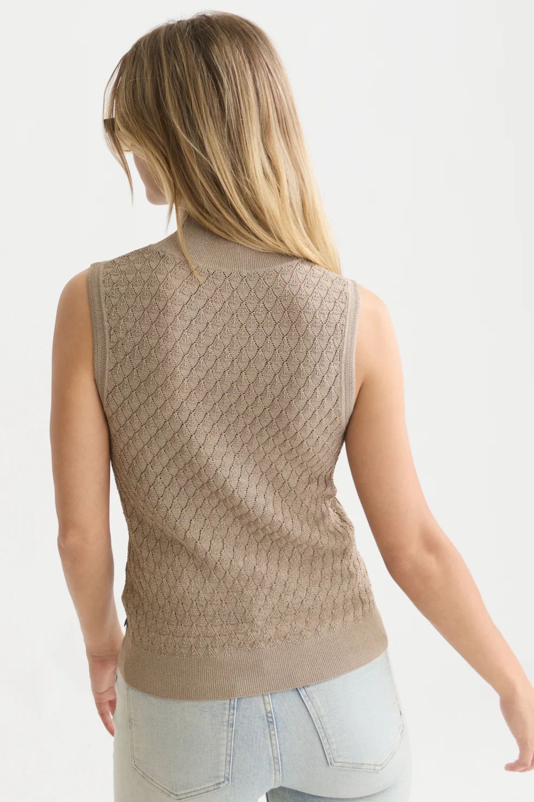 Pointelle Metallic Knitted Vest