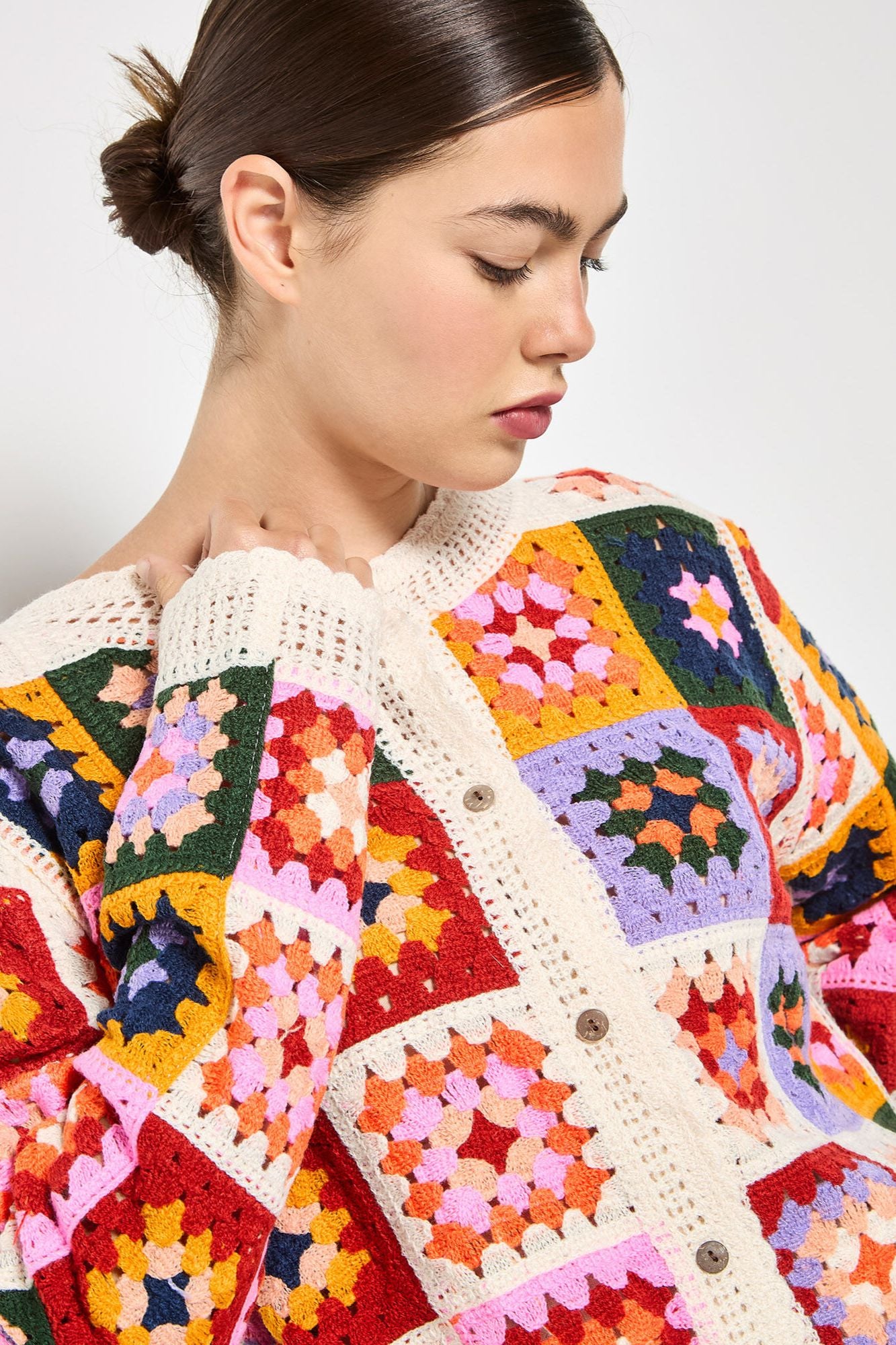 Bright Crochet Squares Cardigan