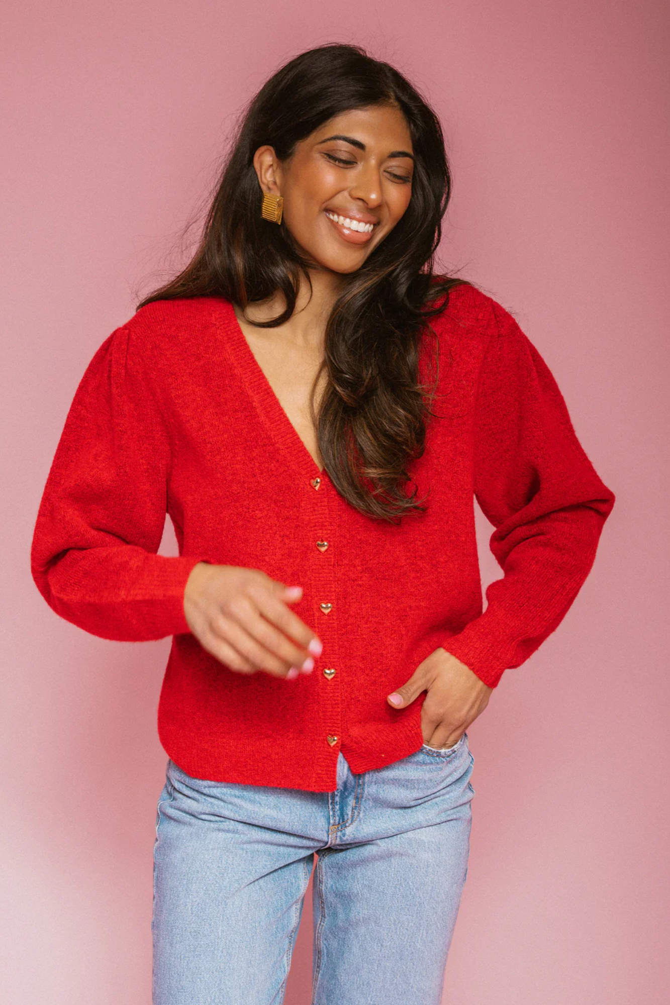 Heart Button Mohair Cardigan