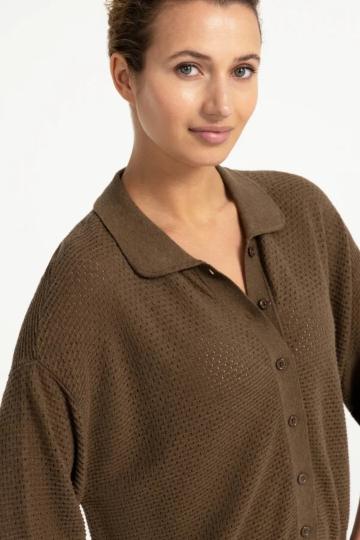 Mesh Stitch Short Sleeve Cardigan