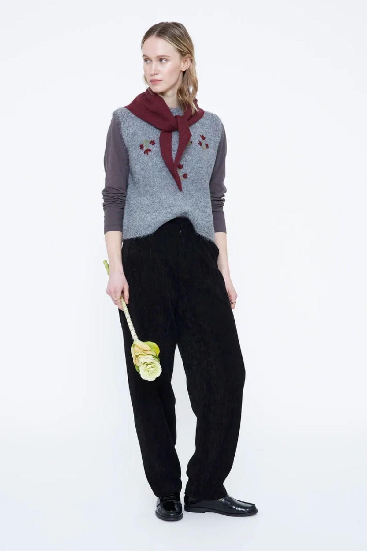 Red Flower Embroidery Vest