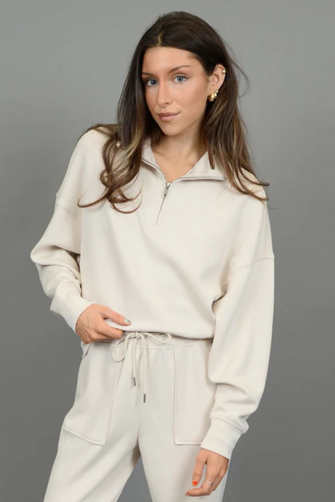 Mailyn 1/2 Zip Mock Neck Top