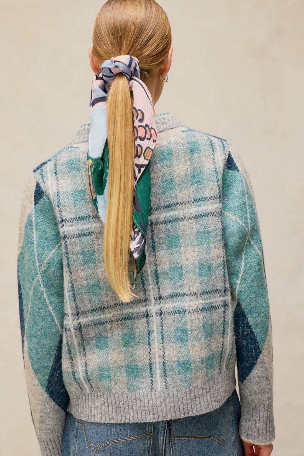 Argyle Check Cardi