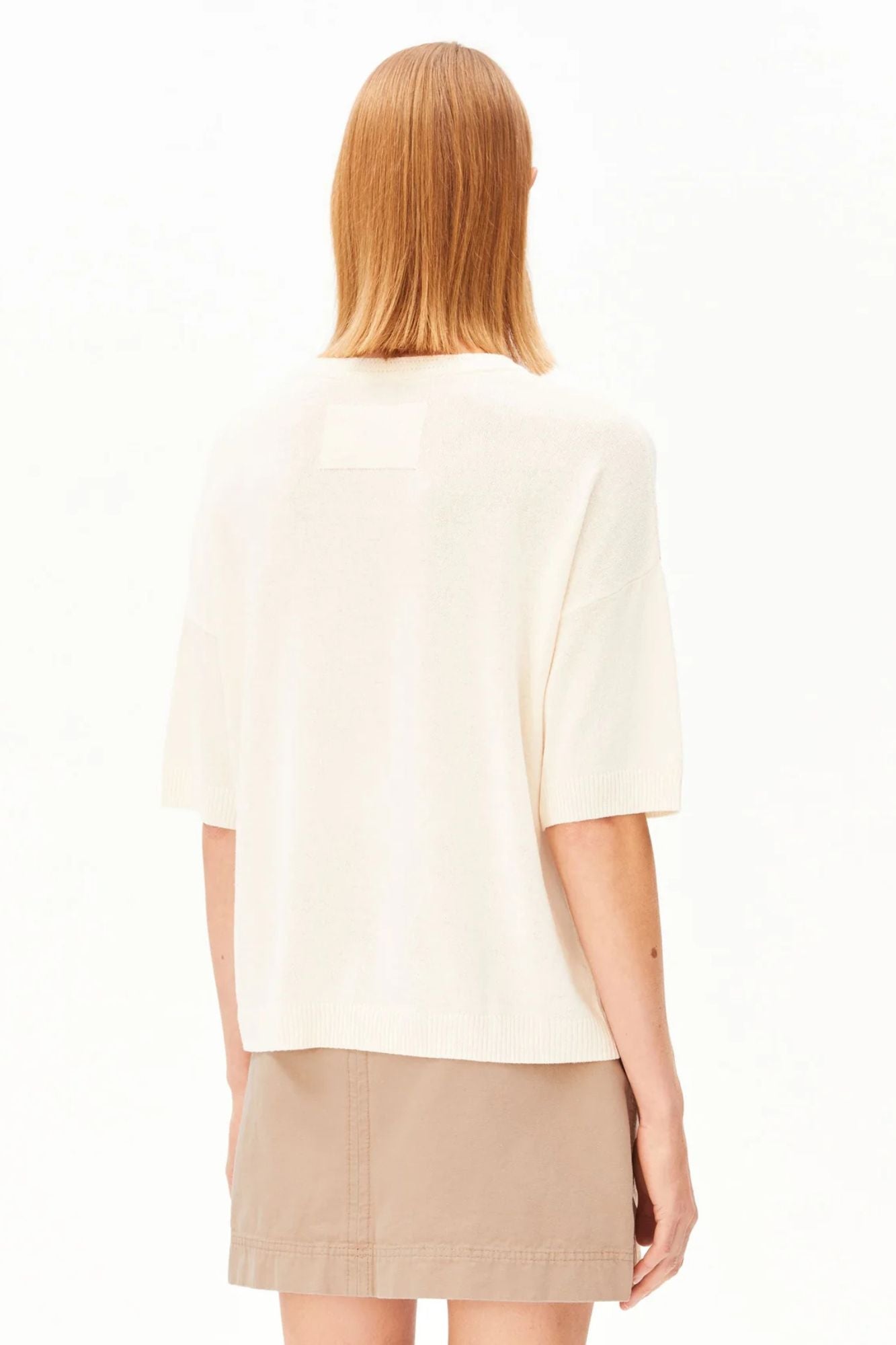 Short Sleeve Linen Blend Knit Sweater