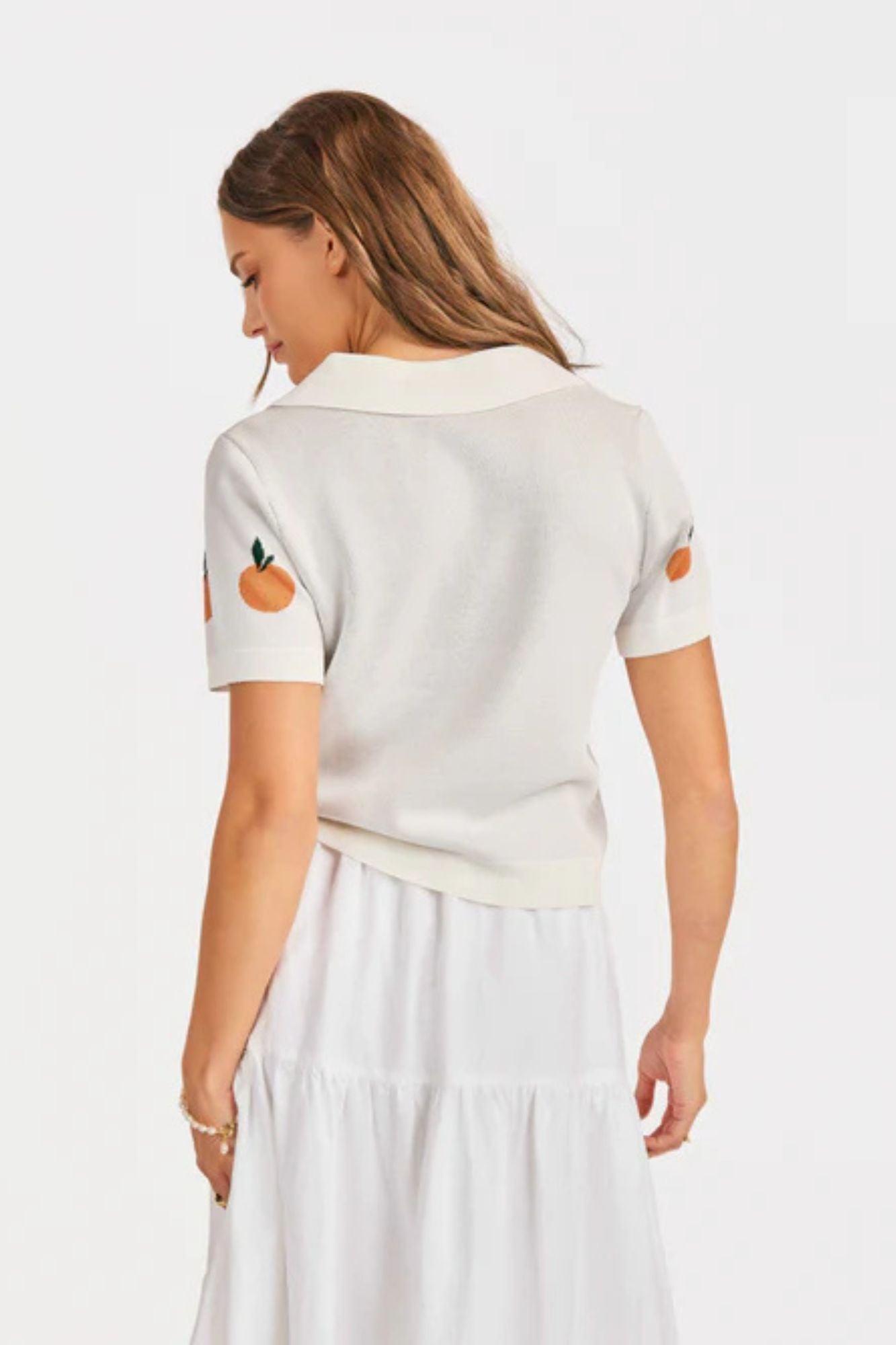 Citron Embroidered Orange Knit Shirt