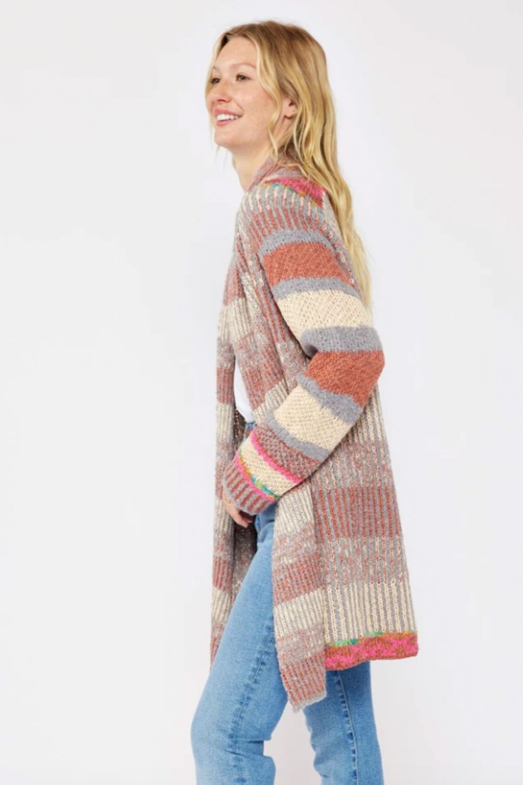 Heathered Stripe Chunky Coatigan