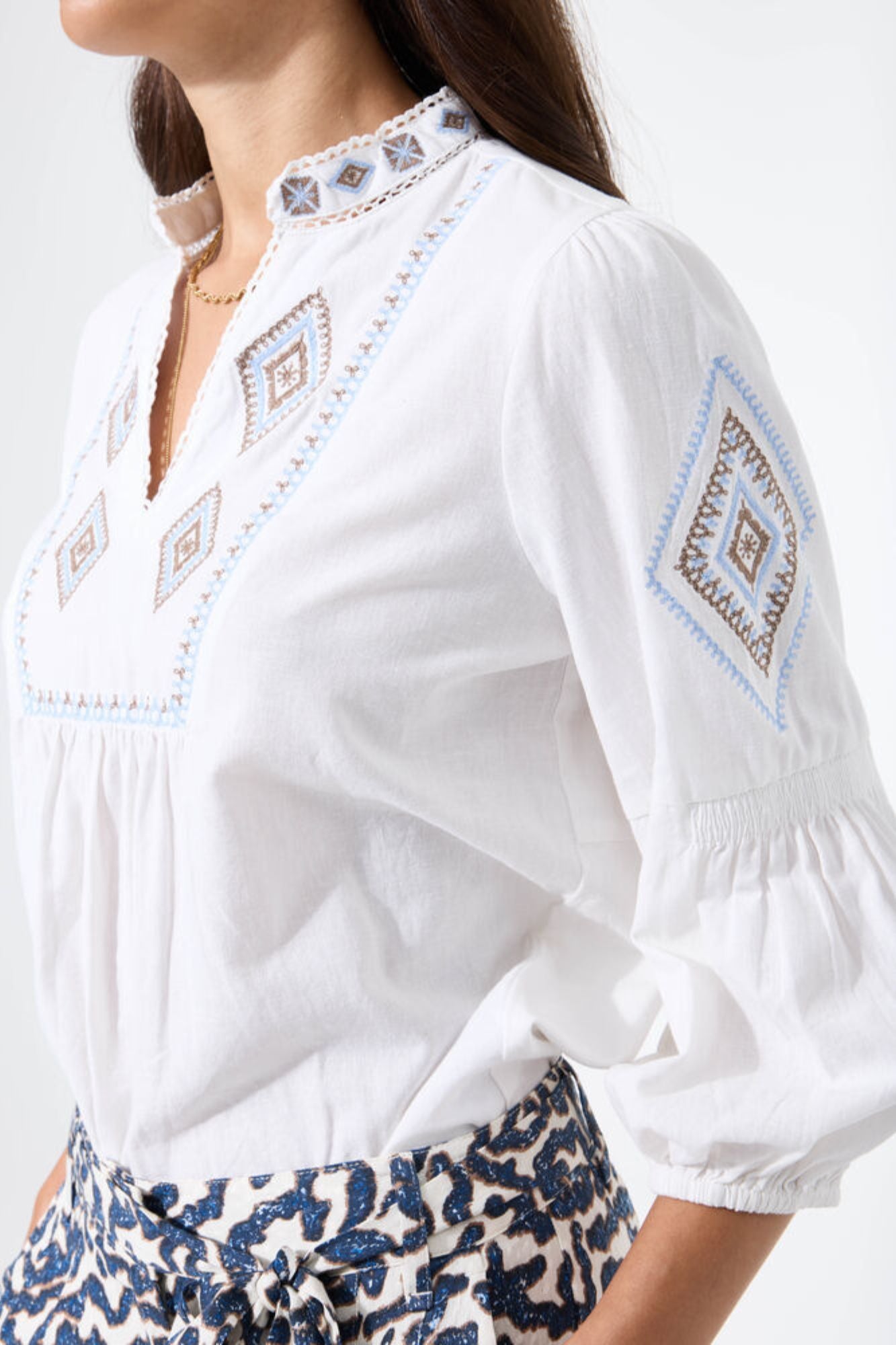 Embroidered Linen Top