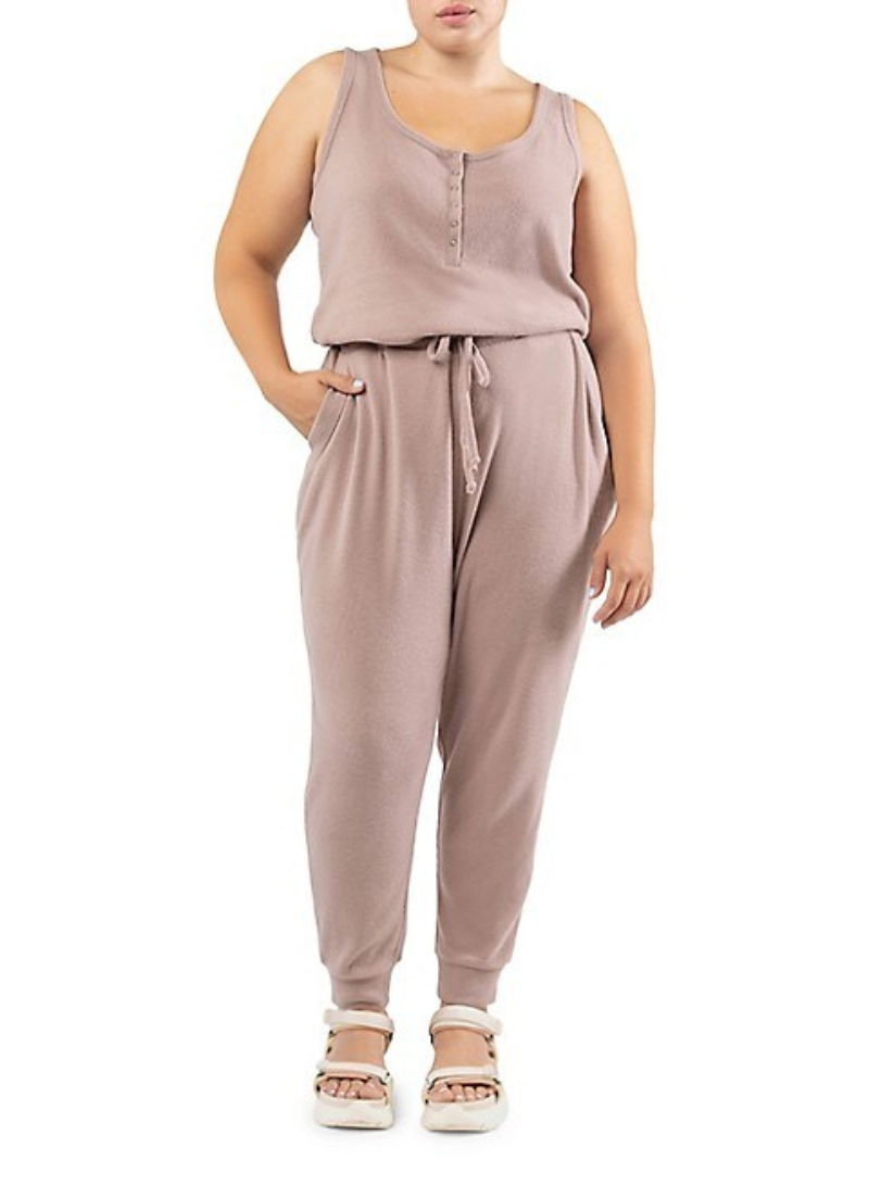 Mireille Front Snap Ribbed Jumpsuit
