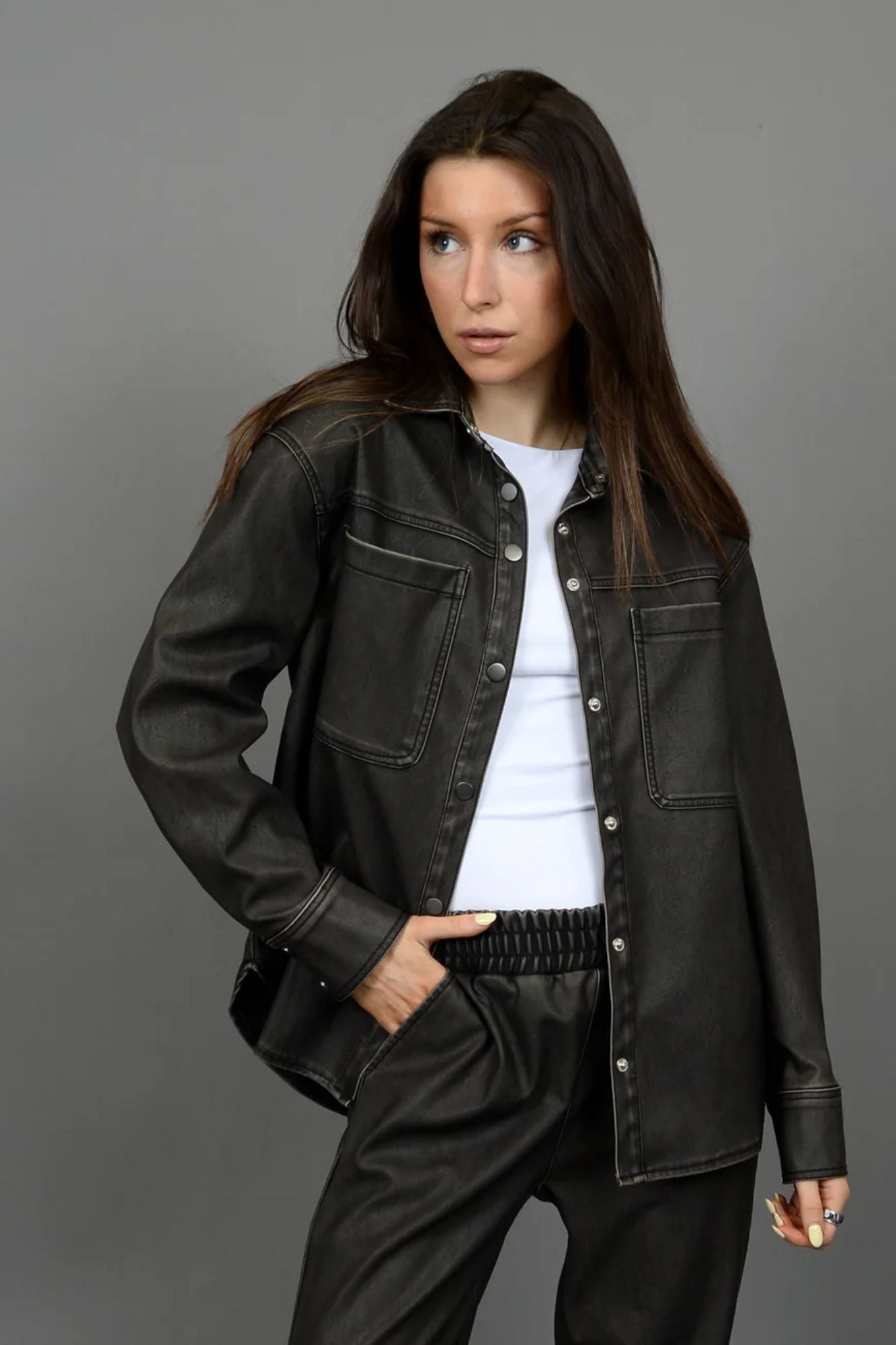 Aliska Faux Leather Shirt