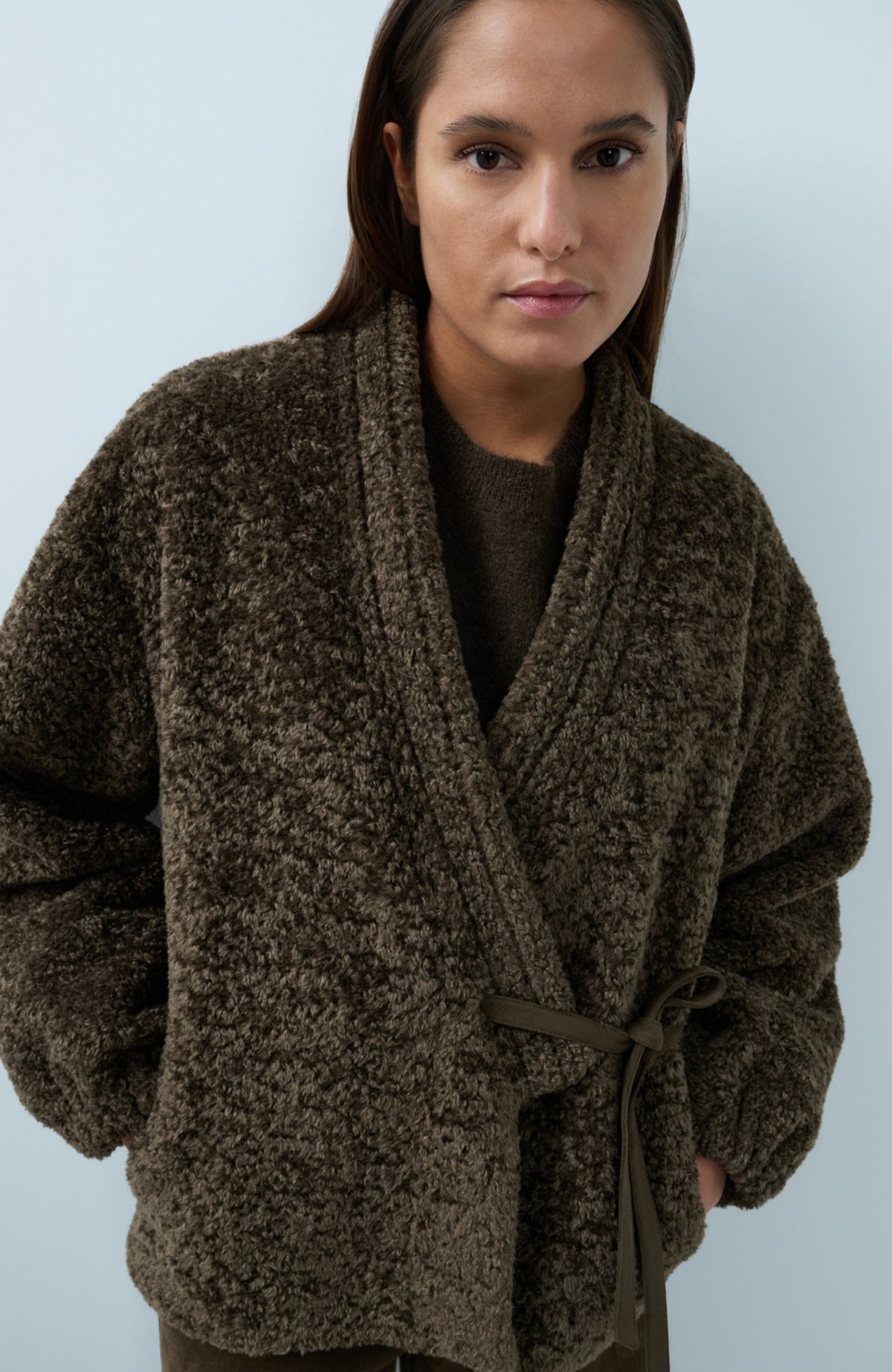 Faux Fur Kimono Wrap Jacket